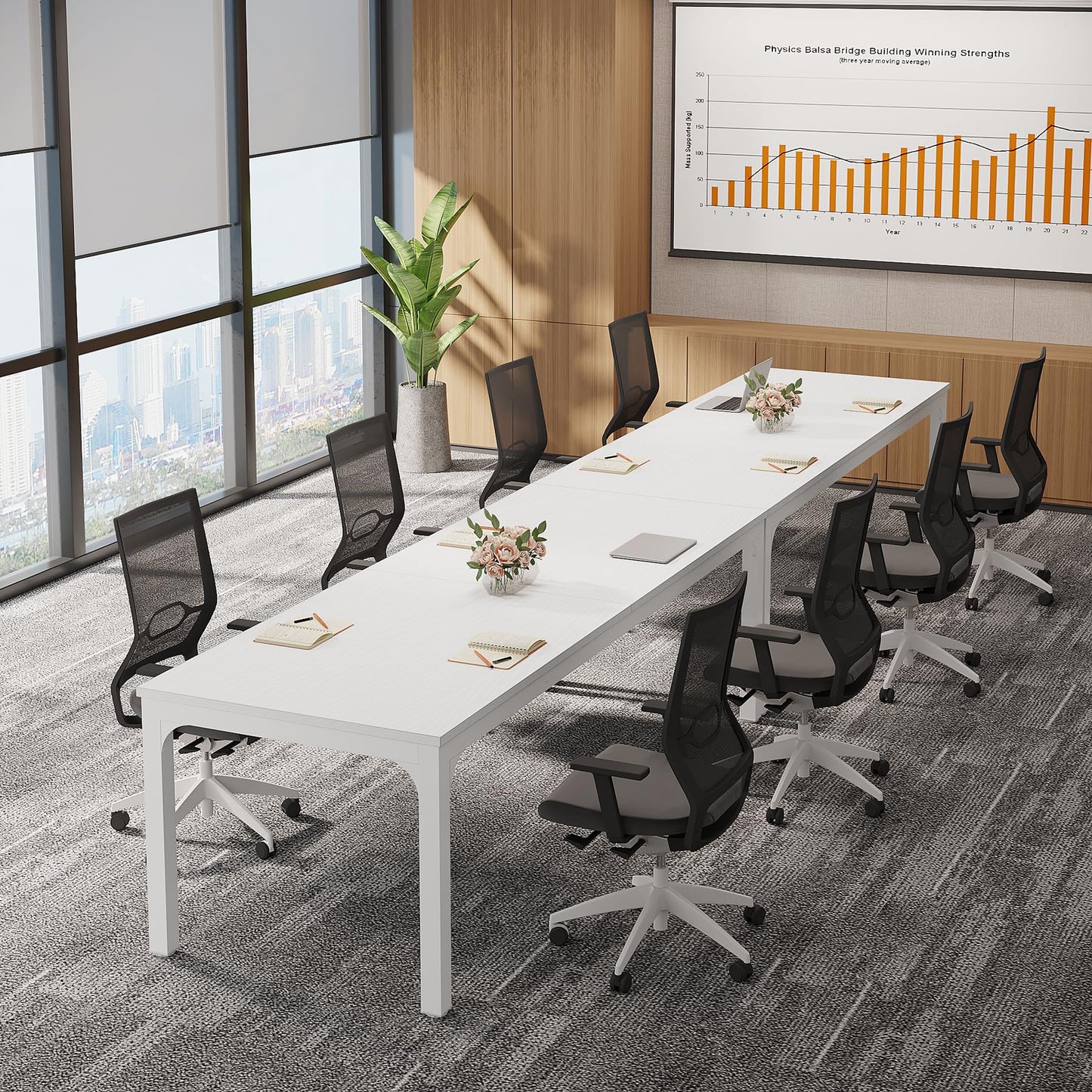 Tribesigns 6.5 FT Conference Room Table, 78.74" W x 27.56" D Large Office Conference Table, Modern Seminar Meeting Table Desk for Boardroom, Meeting Room (1, Rustic Brown)