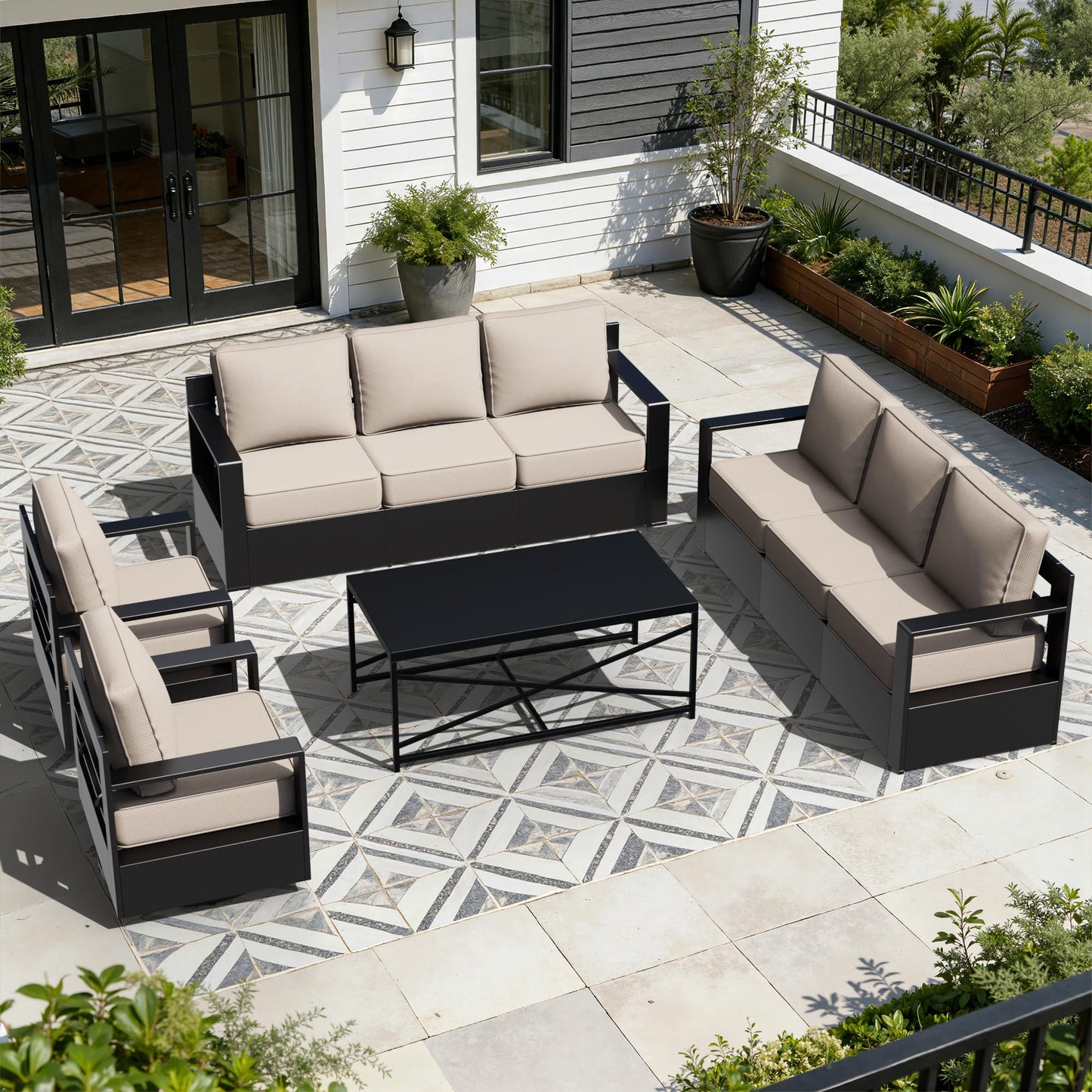 Aluminum Patio Swivel Chair - Outdoor Swivel Rocking Chair with 6" Thick Removable Cushions, All-Weather Metal Frame, Deep Setting for Garden, Poolside and Porch