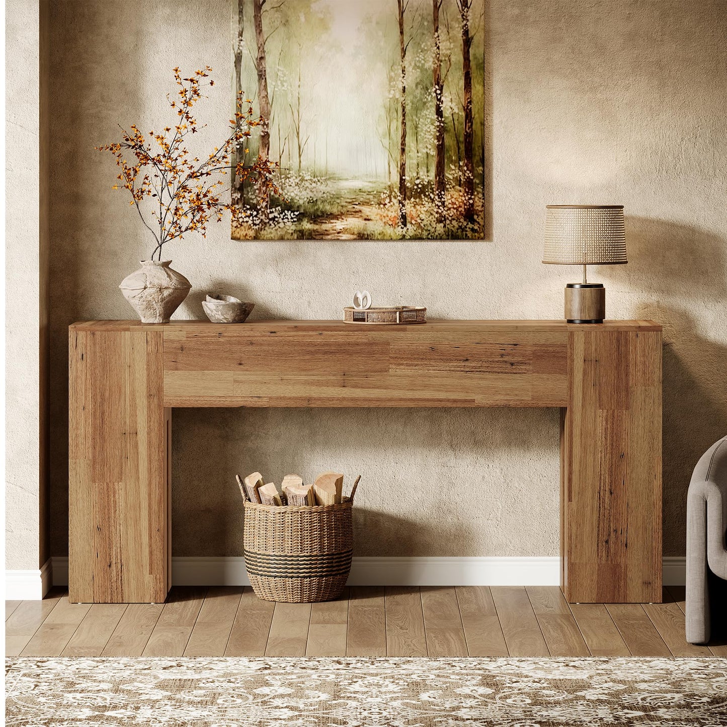 Tribesigns 71-Inch Long Console Table for Entryway, Farmhouse Sofa Console Behind Couch, Entry Table for Hallway, Foyer, Living Room, Black