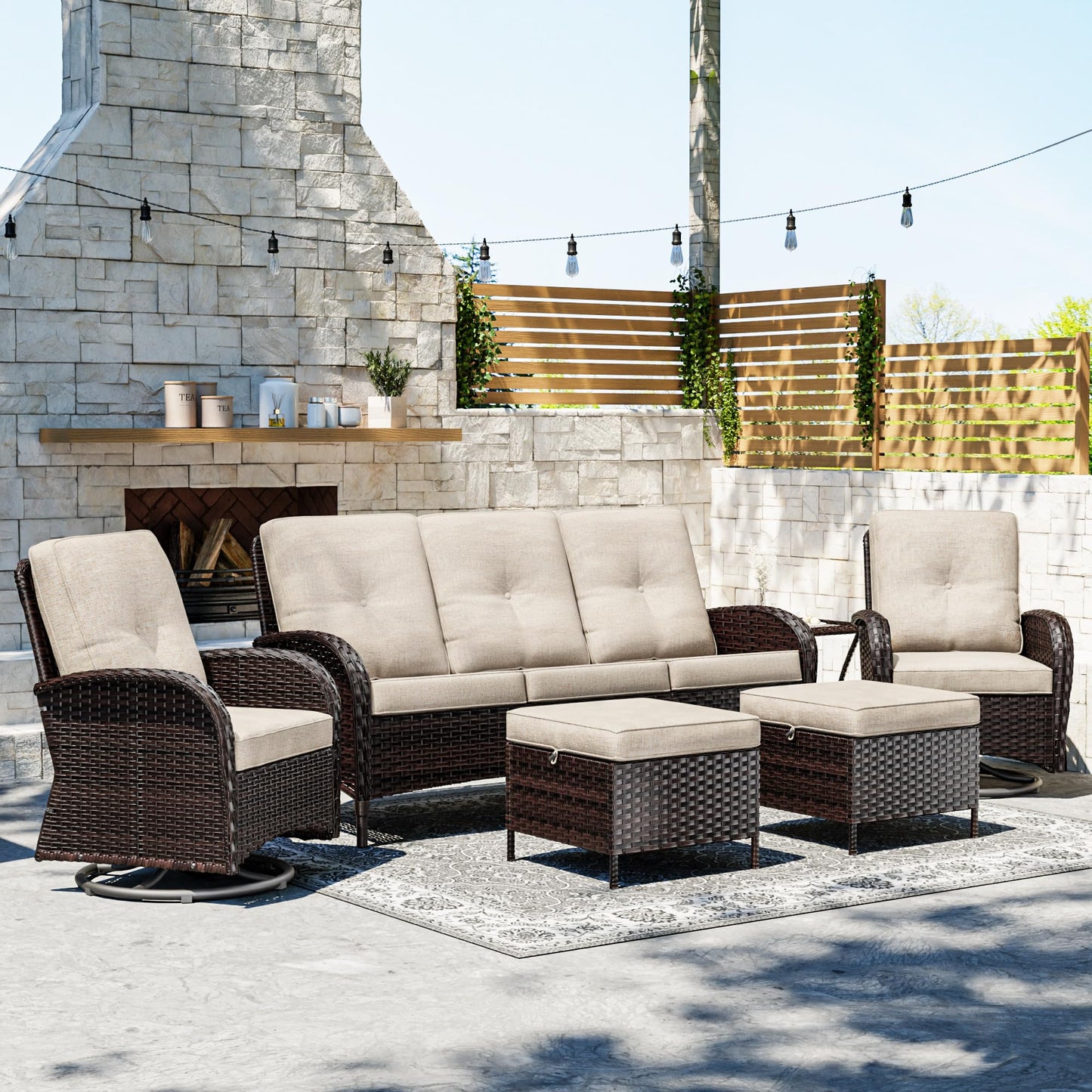 Joyside Wicker Patio Chairs Set of 2, Rattan Outdoor Furniture with Thickened Cushions, High Back, Deep Seating, Wide Armrest, Outdoor Chairs for Porch, Deck