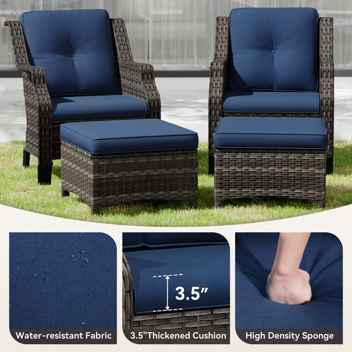 Outdoor Patio Loveseat, All-Weather 2-Seater Wicker Loveseat with Cushions, Outdoor Patio Love Seat Sofa for Garden, Balcony and Deck
