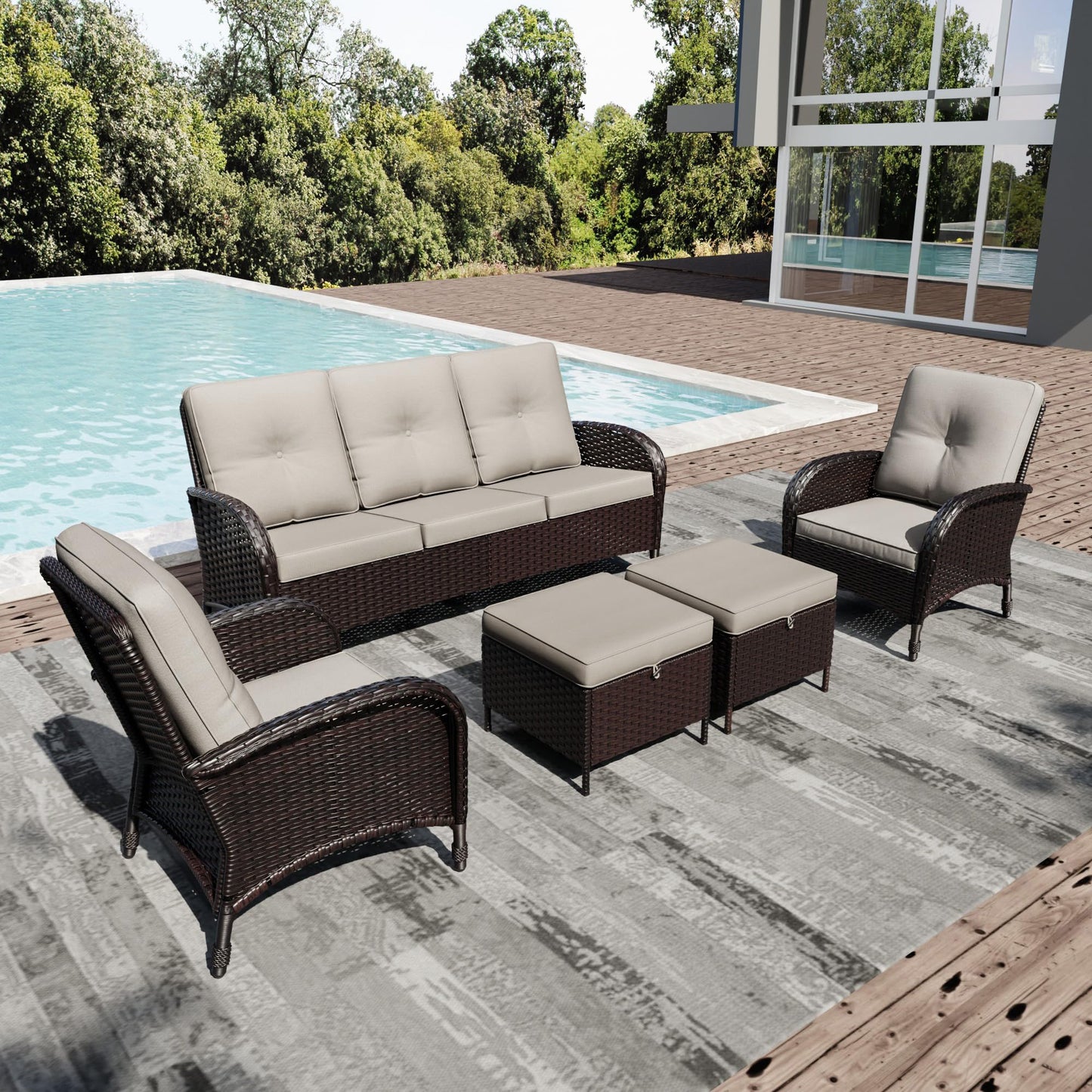 Joyside Wicker Patio Chairs Set of 2, Rattan Outdoor Furniture with Thickened Cushions, High Back, Deep Seating, Wide Armrest, Outdoor Chairs for Porch, Deck