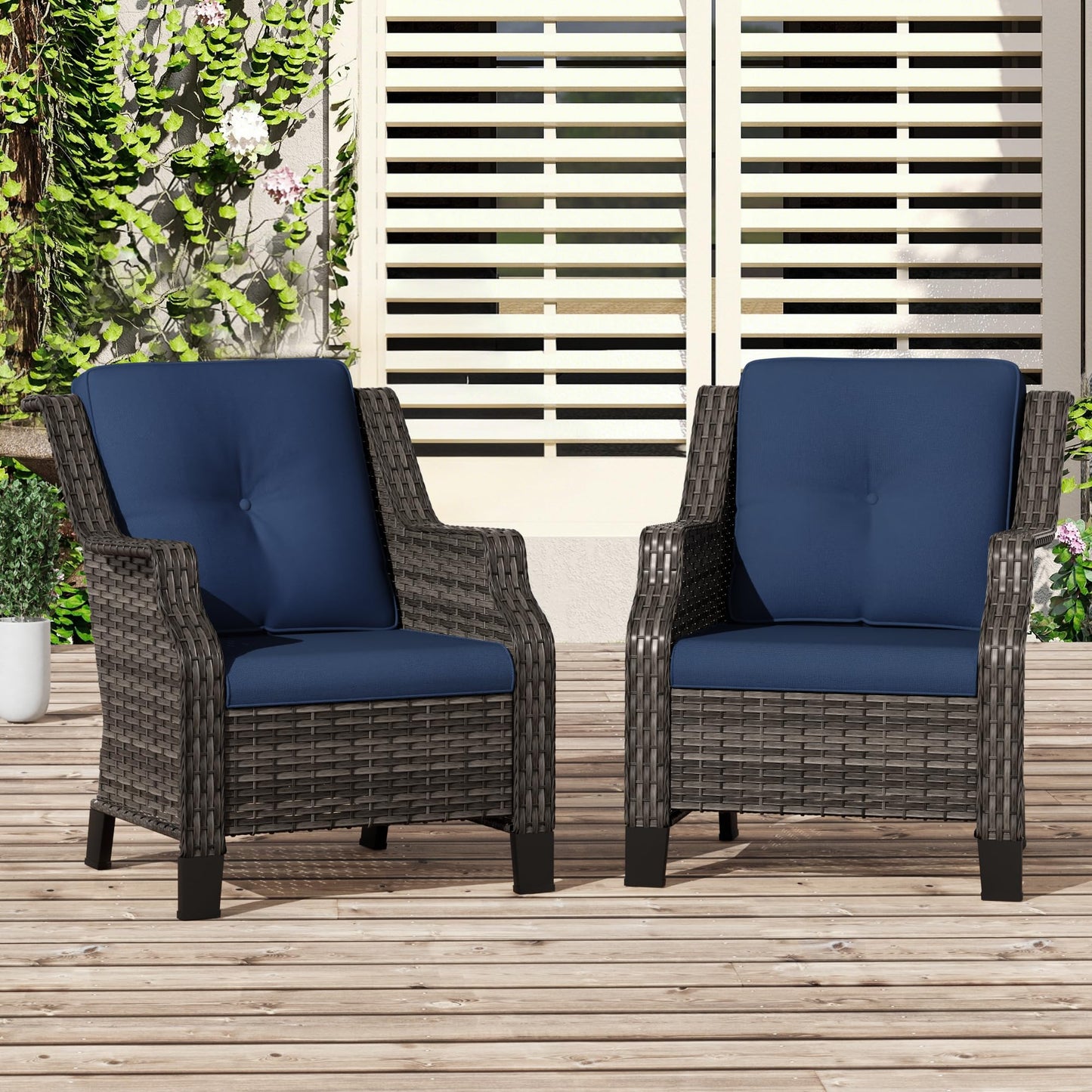 Outdoor Patio Loveseat, All-Weather 2-Seater Wicker Loveseat with Cushions, Outdoor Patio Love Seat Sofa for Garden, Balcony and Deck