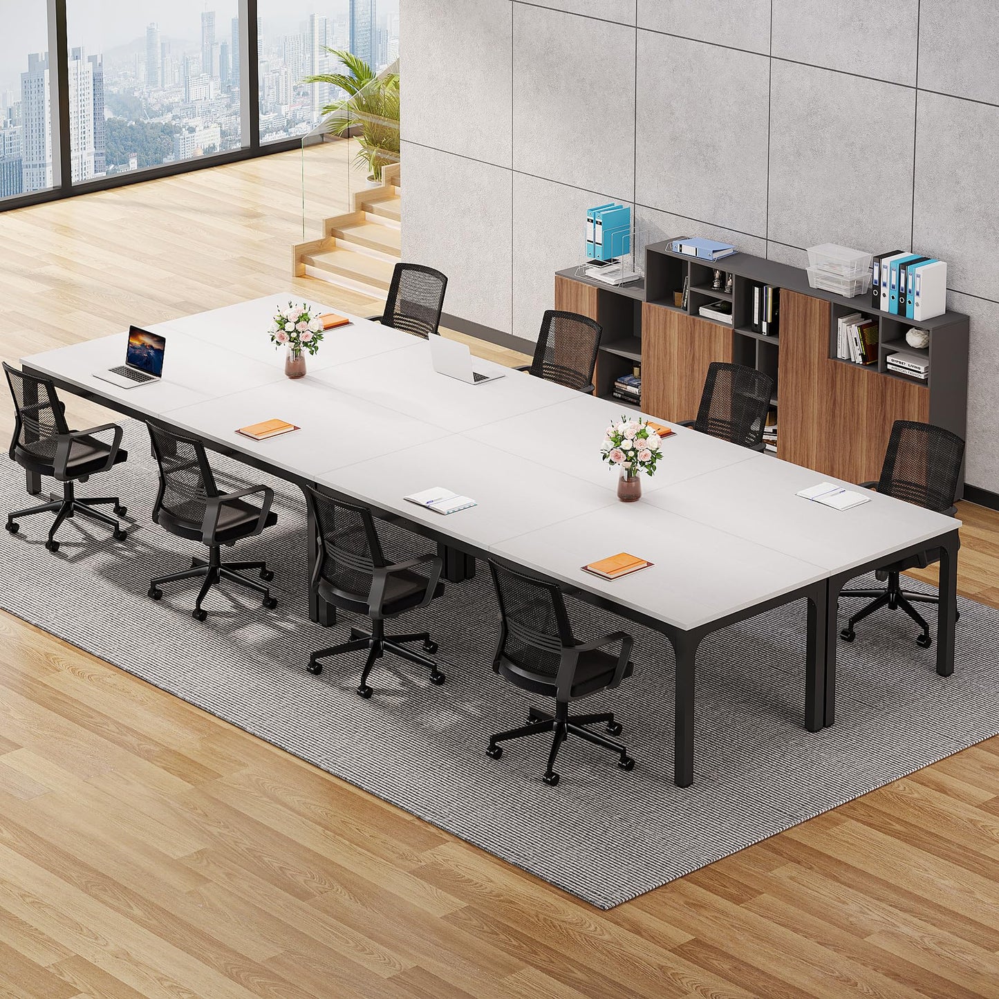 Tribesigns 6.5 FT Conference Room Table, 78.74" W x 27.56" D Large Office Conference Table, Modern Seminar Meeting Table Desk for Boardroom, Meeting Room (1, Rustic Brown)