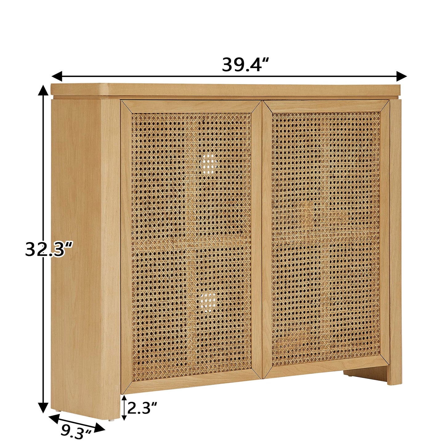 LKTART 63" Rattan Sideboard Buffet Cabinet,Kitchen Storage Cabinet,Wood Coffee Bars with 4 Doors & Open Storage Shelves,Mid Century Modern Credenza Console Table for Living Room,Walnut