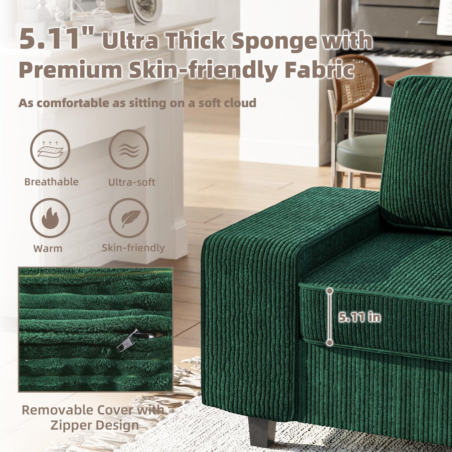 71" Loveseat Sofa for Living Room, Deep Seat Mid Century Modern Chenille Fabric 2 Love Seat Couch Love Seats for Small Space,Living Room,Studio,Apartment