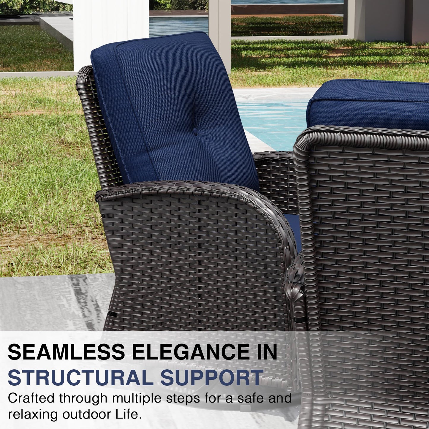 Joyside Wicker Patio Chairs Set of 2, Rattan Outdoor Furniture with Thickened Cushions, High Back, Deep Seating, Wide Armrest, Outdoor Chairs for Porch, Deck