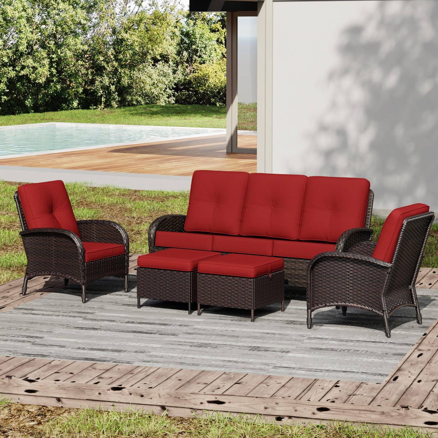 Joyside Wicker Patio Chairs Set of 2, Rattan Outdoor Furniture with Thickened Cushions, High Back, Deep Seating, Wide Armrest, Outdoor Chairs for Porch, Deck