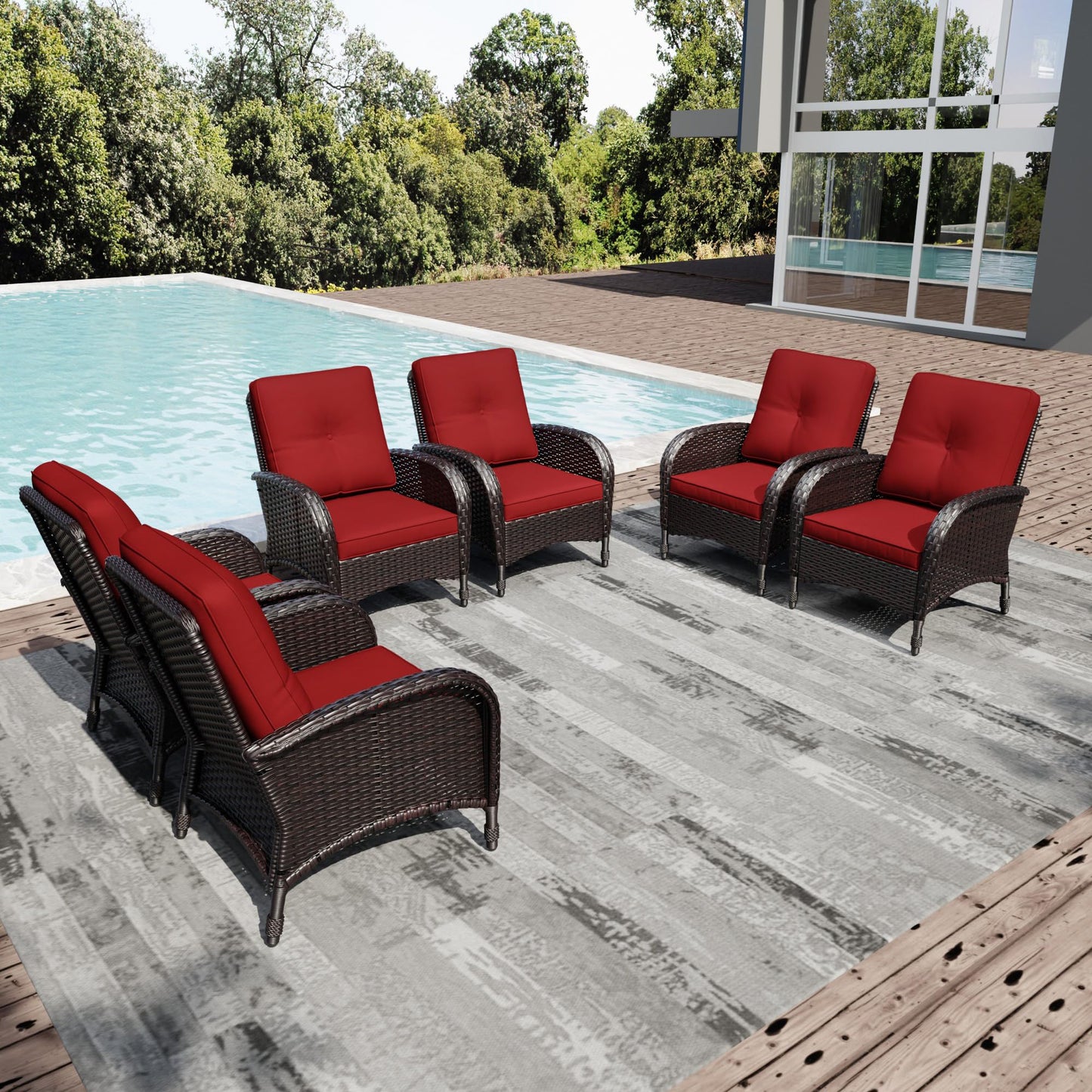 Joyside Wicker Patio Chairs Set of 2, Rattan Outdoor Furniture with Thickened Cushions, High Back, Deep Seating, Wide Armrest, Outdoor Chairs for Porch, Deck