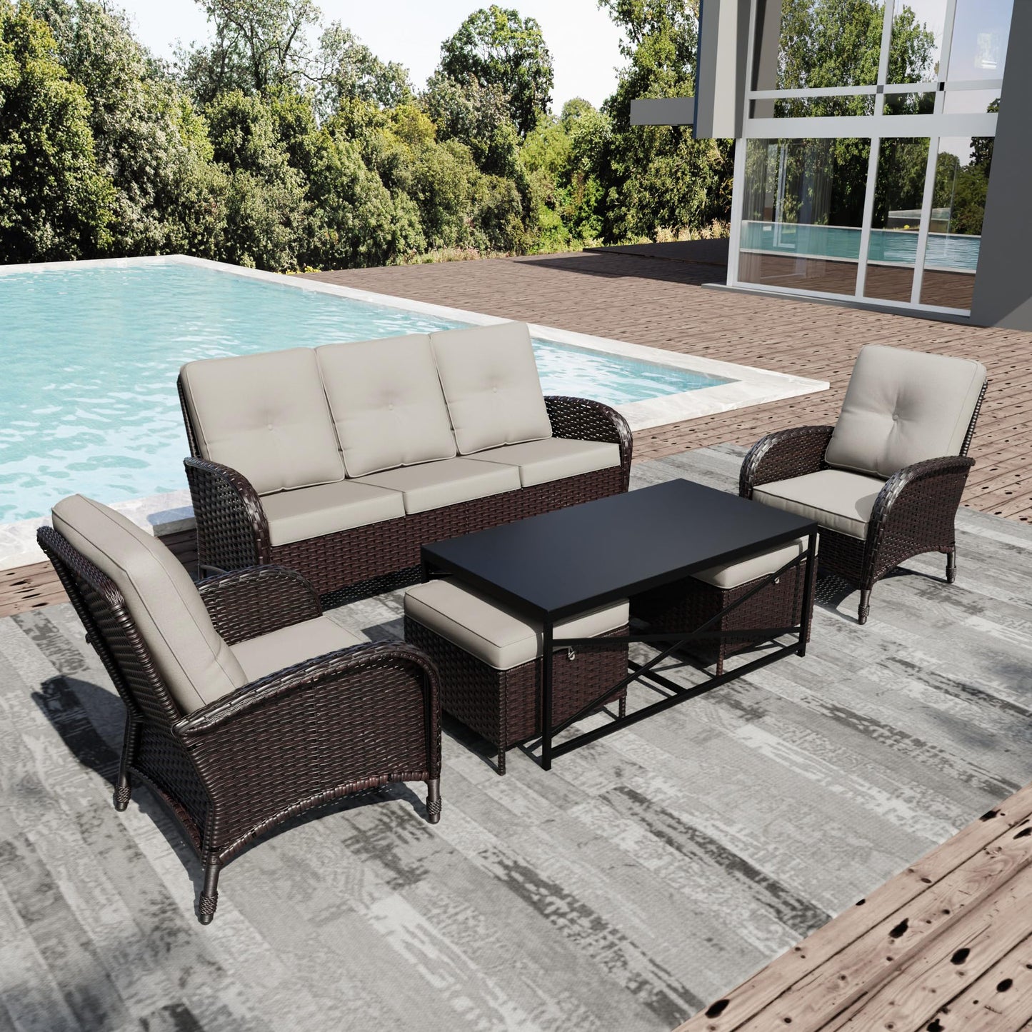 Joyside Wicker Patio Chairs Set of 2, Rattan Outdoor Furniture with Thickened Cushions, High Back, Deep Seating, Wide Armrest, Outdoor Chairs for Porch, Deck