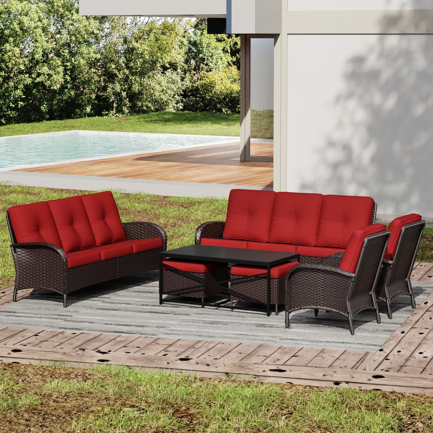 Joyside Wicker Patio Chairs Set of 2, Rattan Outdoor Furniture with Thickened Cushions, High Back, Deep Seating, Wide Armrest, Outdoor Chairs for Porch, Deck