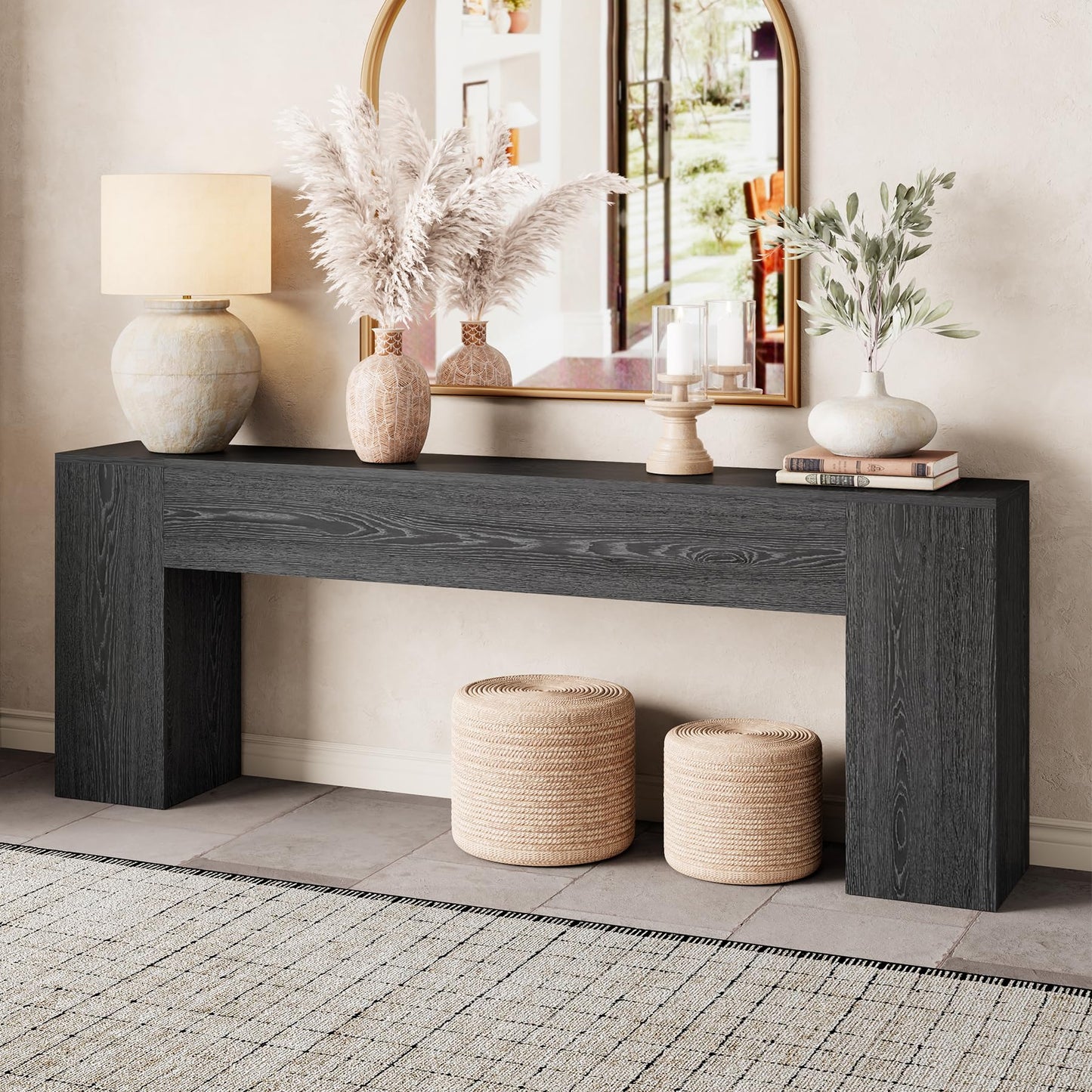 Epecoya Extra Long Console Tables for Entryway 86-Inch, Farmhouse Couch Table Behind Sofa Wooden, Modern Entryway Table for Entrance, Hallway, Living Room, Apartment, Natural Oak Brown