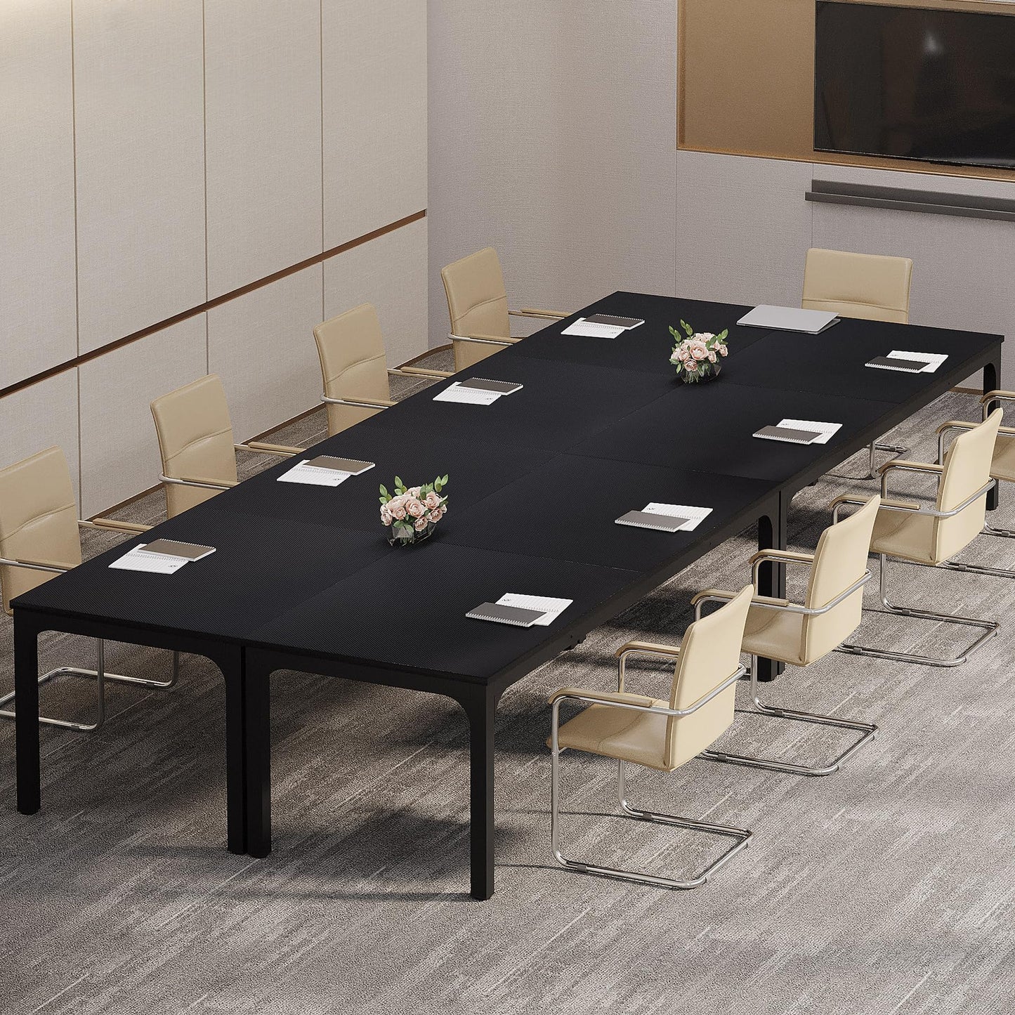 Tribesigns 6.5 FT Conference Room Table, 78.74" W x 27.56" D Large Office Conference Table, Modern Seminar Meeting Table Desk for Boardroom, Meeting Room (1, Rustic Brown)