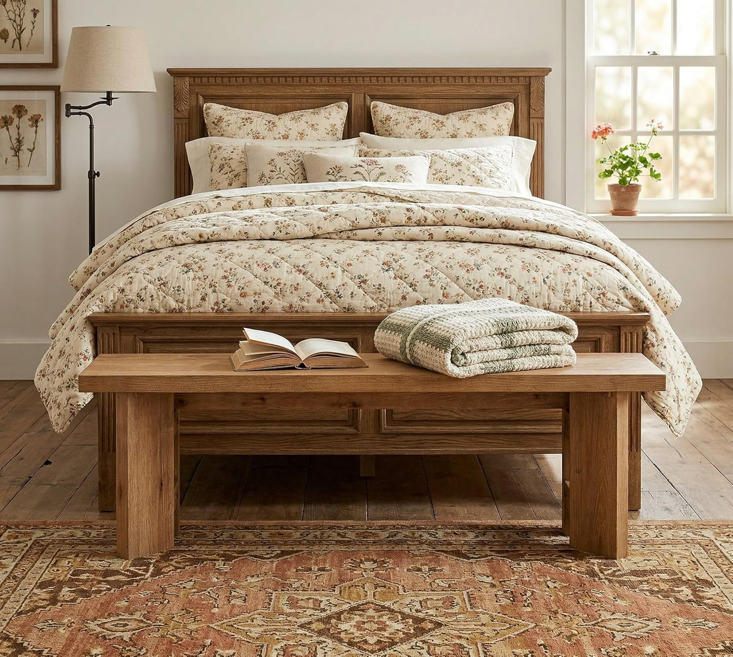Solid Wood Entryway Bench, 62.99" Long Bench with Thickened Legs, Farmhouse Wooden Seating Benches for Entrance, Dining Room, End of Bed, Bay Window