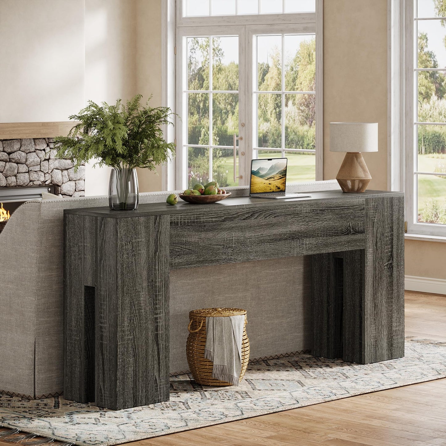 Tribesigns 71-Inch Long Console Table for Entryway, Farmhouse Sofa Console Behind Couch, Entry Table for Hallway, Foyer, Living Room, Black