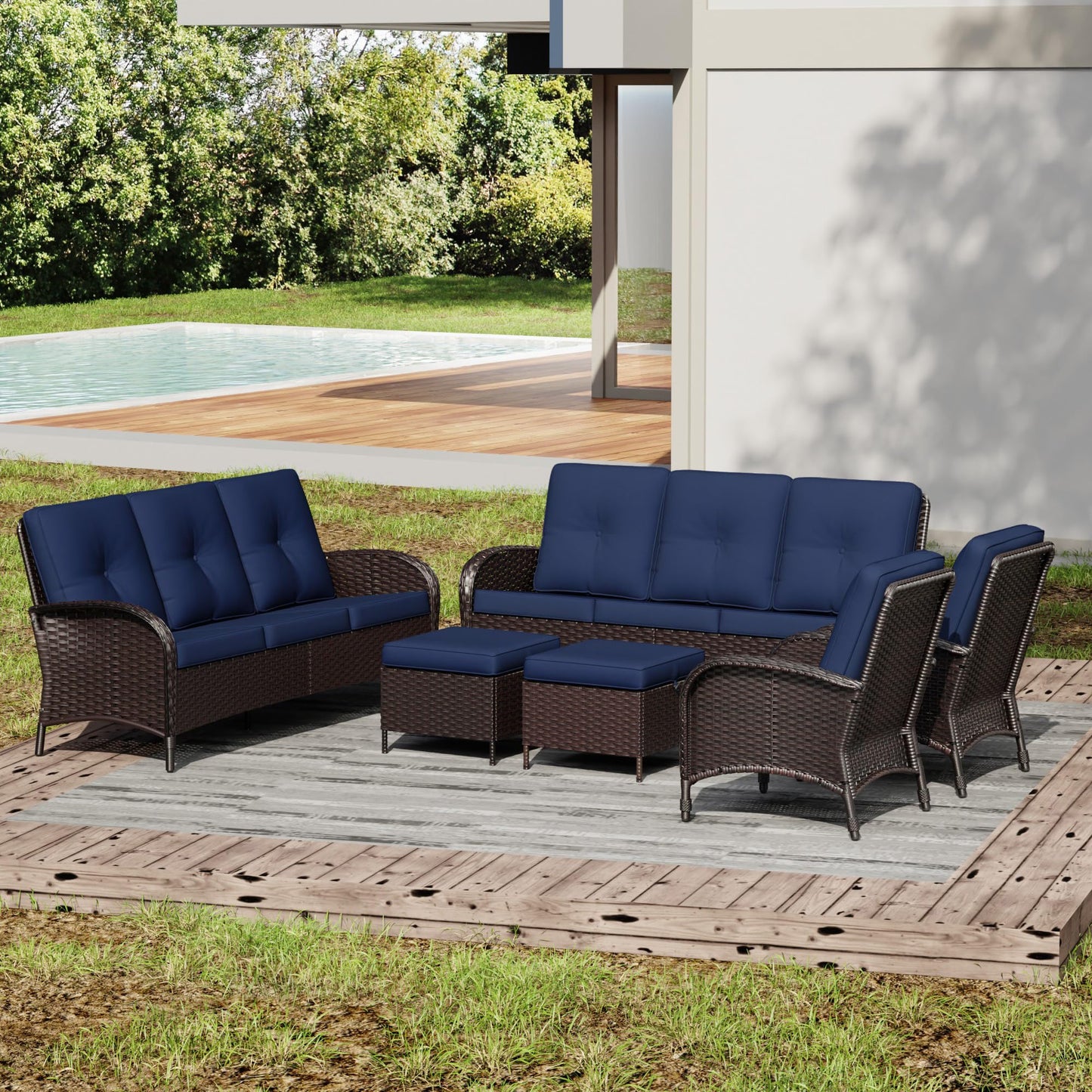 Joyside Wicker Patio Chairs Set of 2, Rattan Outdoor Furniture with Thickened Cushions, High Back, Deep Seating, Wide Armrest, Outdoor Chairs for Porch, Deck