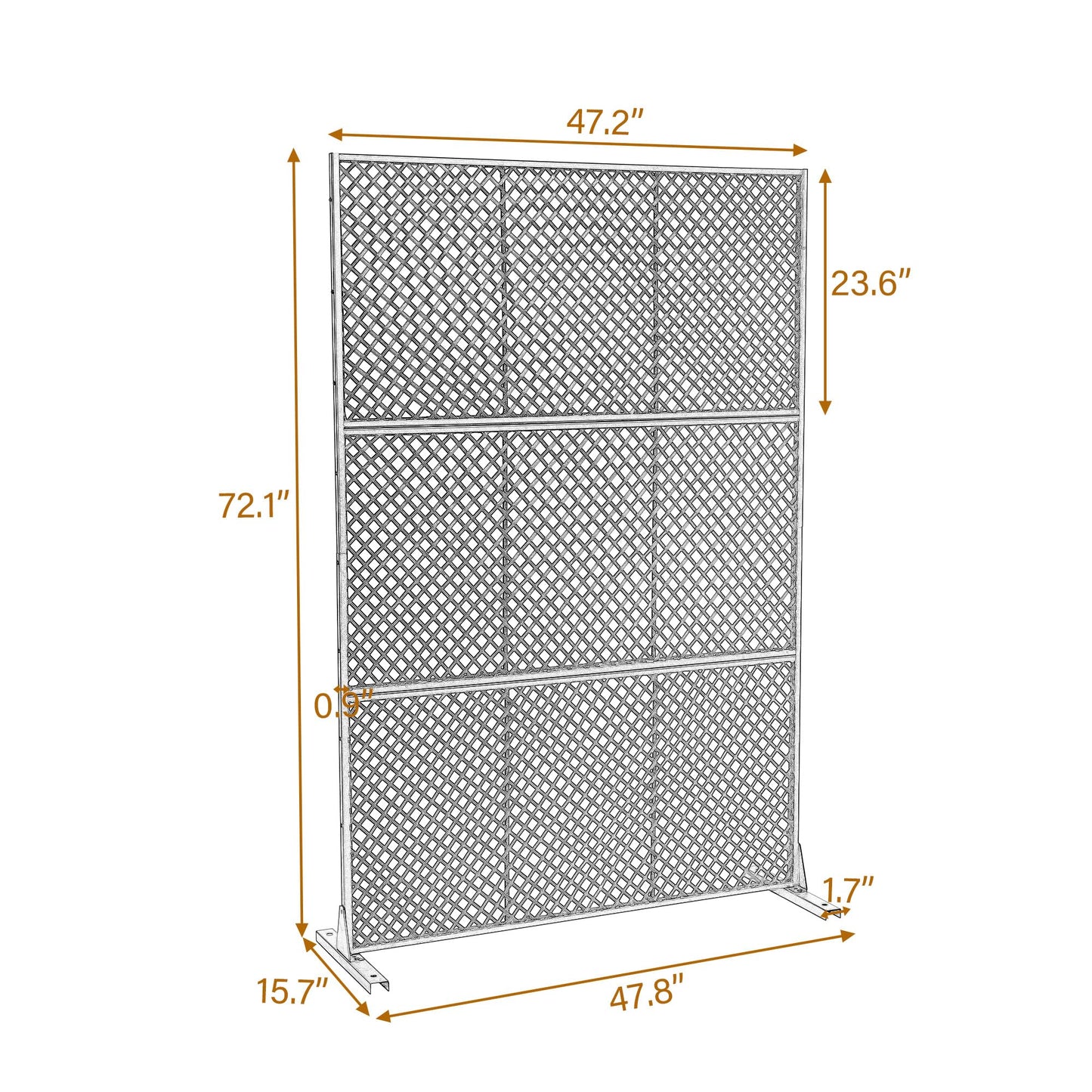 Metal Privacy Screen with Stand, 74" H×47" W Outdoor Privacy Screen for Deck Patio Lawn Garden (Black-Summer)