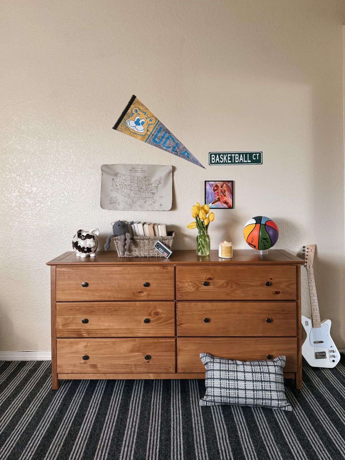 Grain Wood Furniture Shaker 6-Drawer Dresser, Solid Wood with a Walnut Finish