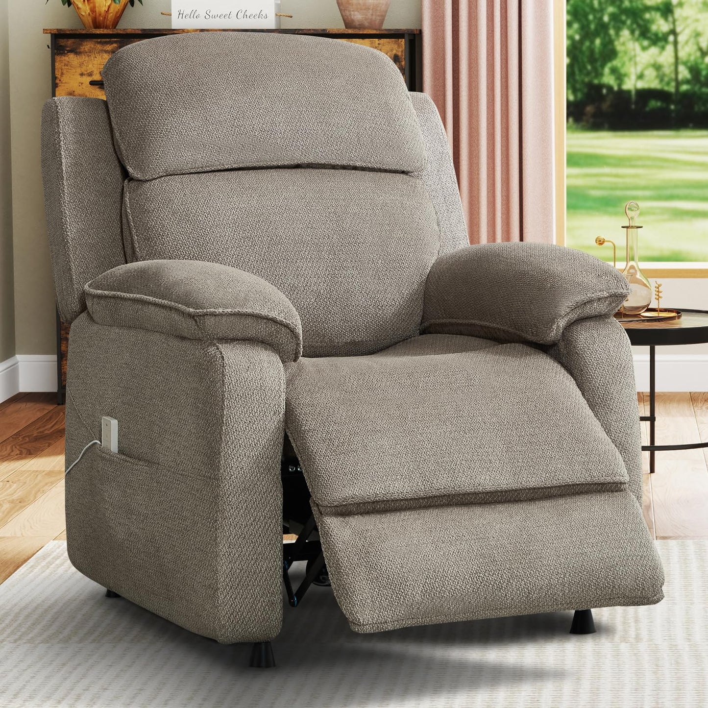 IOMOR Power Recliner Chair, Electric Recliner for Adults, Reclining Sofa Chair, Adjustable Home Theater Seating with Side Pocket for Small Space, Living Room (1, Dark Gray, Single Recliner)