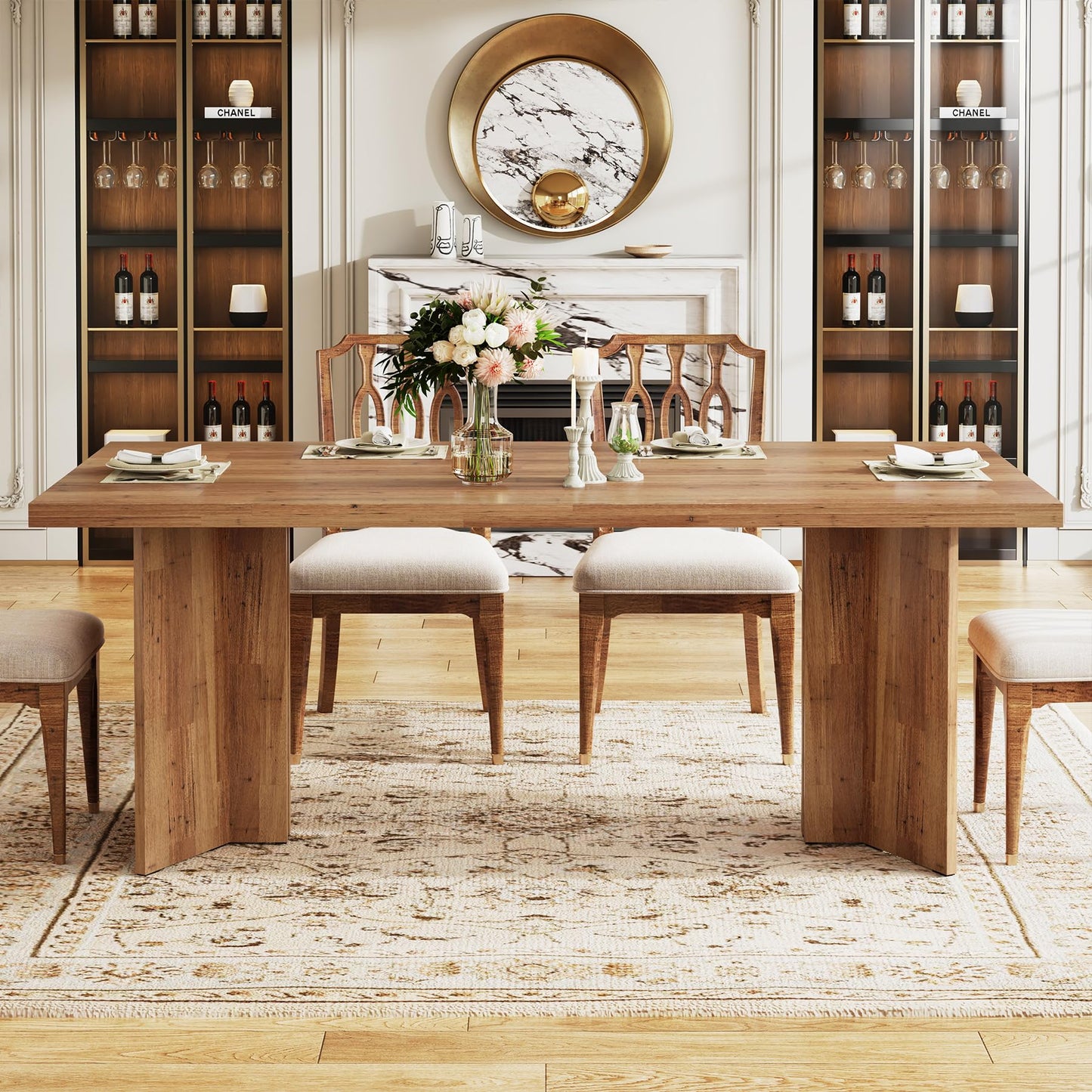 Tribesigns 63-inch Dining Table for 4-6, Farmhouse Kitchen Table with Large Tabletop, Rectangular Dinner Eating Table for Dining Room, Living Room, Kitchen