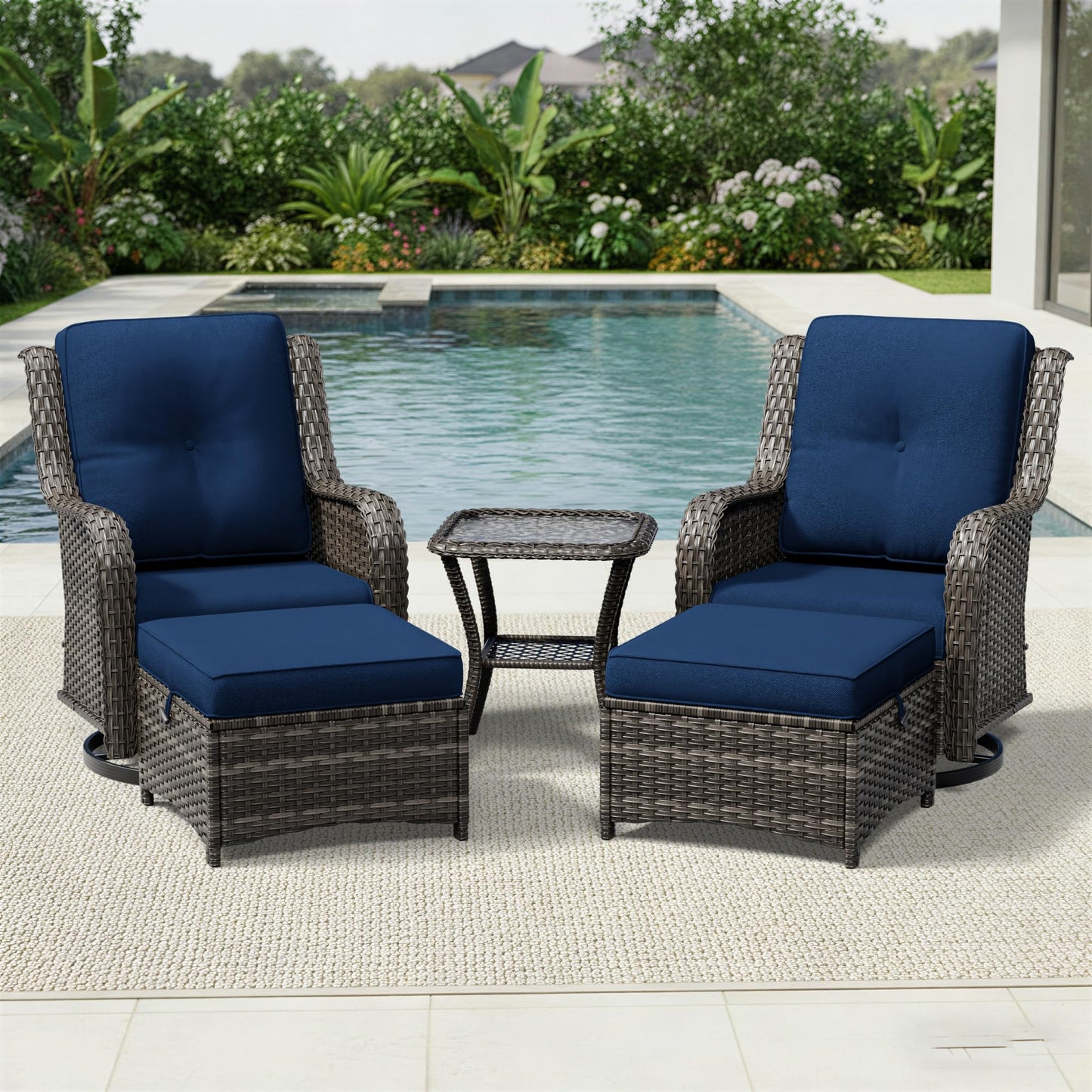 Joyside Patio Chairs Set of 2, Wicker Patio Furniture with High Back, Deep Seating, Wide Armrest, Thickened Cushions, Outdoor Rattan Furniture for Deck, Porch Use