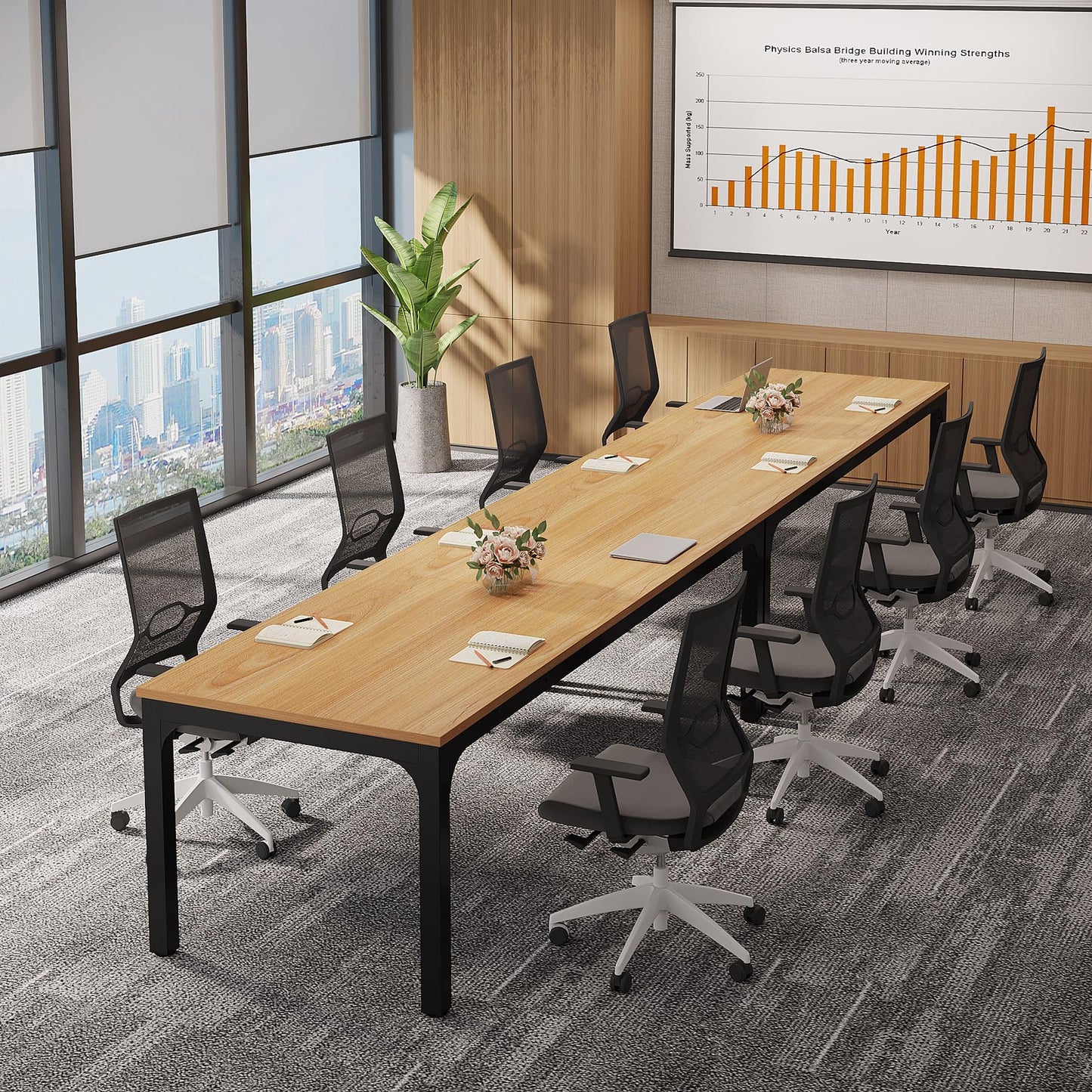 Tribesigns 6.5 FT Conference Room Table, 78.74" W x 27.56" D Large Office Conference Table, Modern Seminar Meeting Table Desk for Boardroom, Meeting Room (1, Rustic Brown)