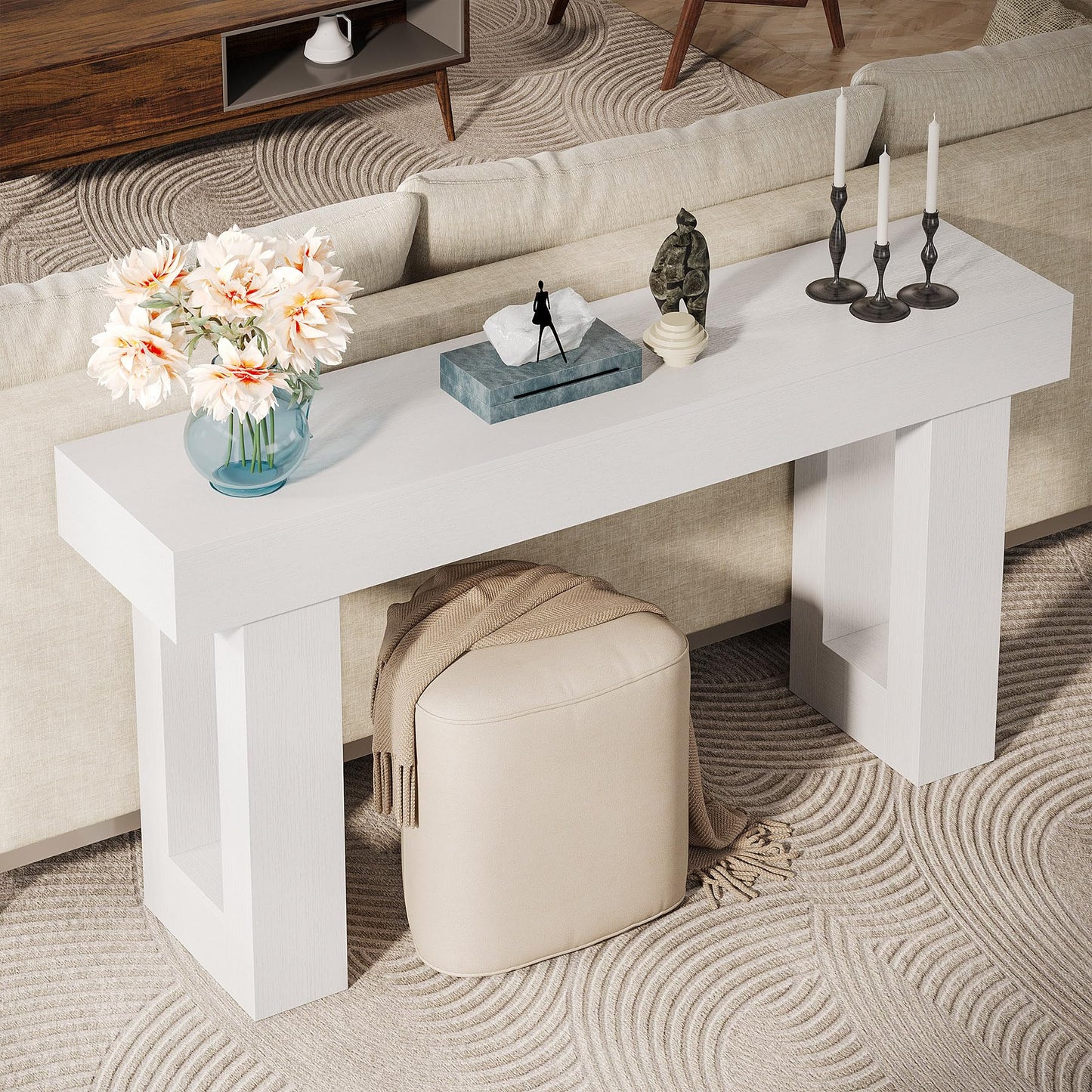 Tribesigns 63-Inch Long Console Table, Wooden Rectangular Sofa Table Behind The Couch, Farmhouse Entryway Table for Entrance, Hallway, Living Room (Natural)