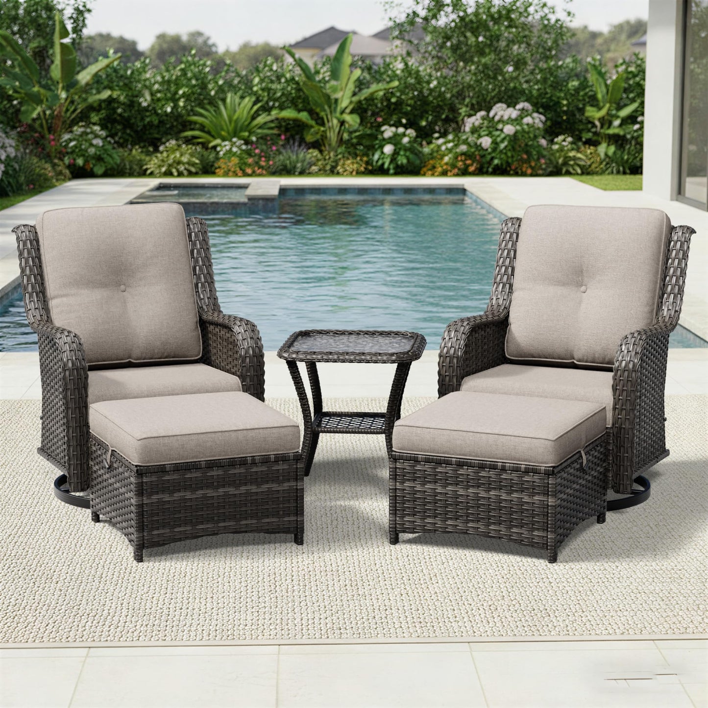Joyside Patio Chairs Set of 2, Wicker Patio Furniture with High Back, Deep Seating, Wide Armrest, Thickened Cushions, Outdoor Rattan Furniture for Deck, Porch Use