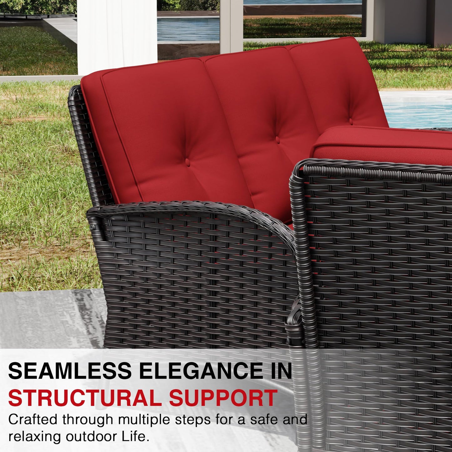 Joyside Wicker Patio Chairs Set of 2, Rattan Outdoor Furniture with Thickened Cushions, High Back, Deep Seating, Wide Armrest, Outdoor Chairs for Porch, Deck