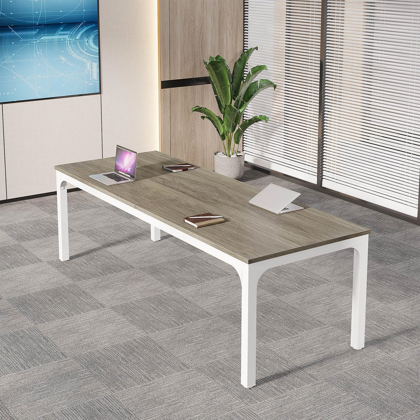 Tribesigns 6.5 FT Conference Room Table, 78.74" W x 27.56" D Large Office Conference Table, Modern Seminar Meeting Table Desk for Boardroom, Meeting Room (1, Rustic Brown)