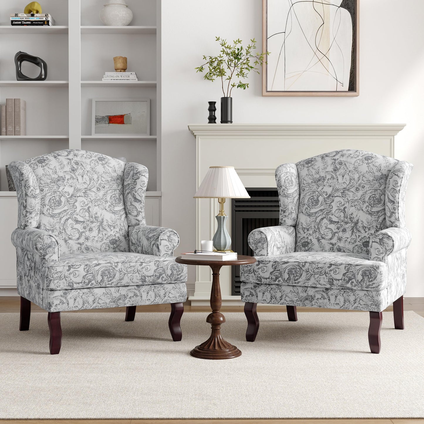 High Back Accent Chair, Comfy Upholstered Fabric Armchair for Living Room, Mid Century Modern Club Accent Chair with Curved Armrests and Solid Legs, Single Sofa Reading Chair for Bedroom, Cranberry