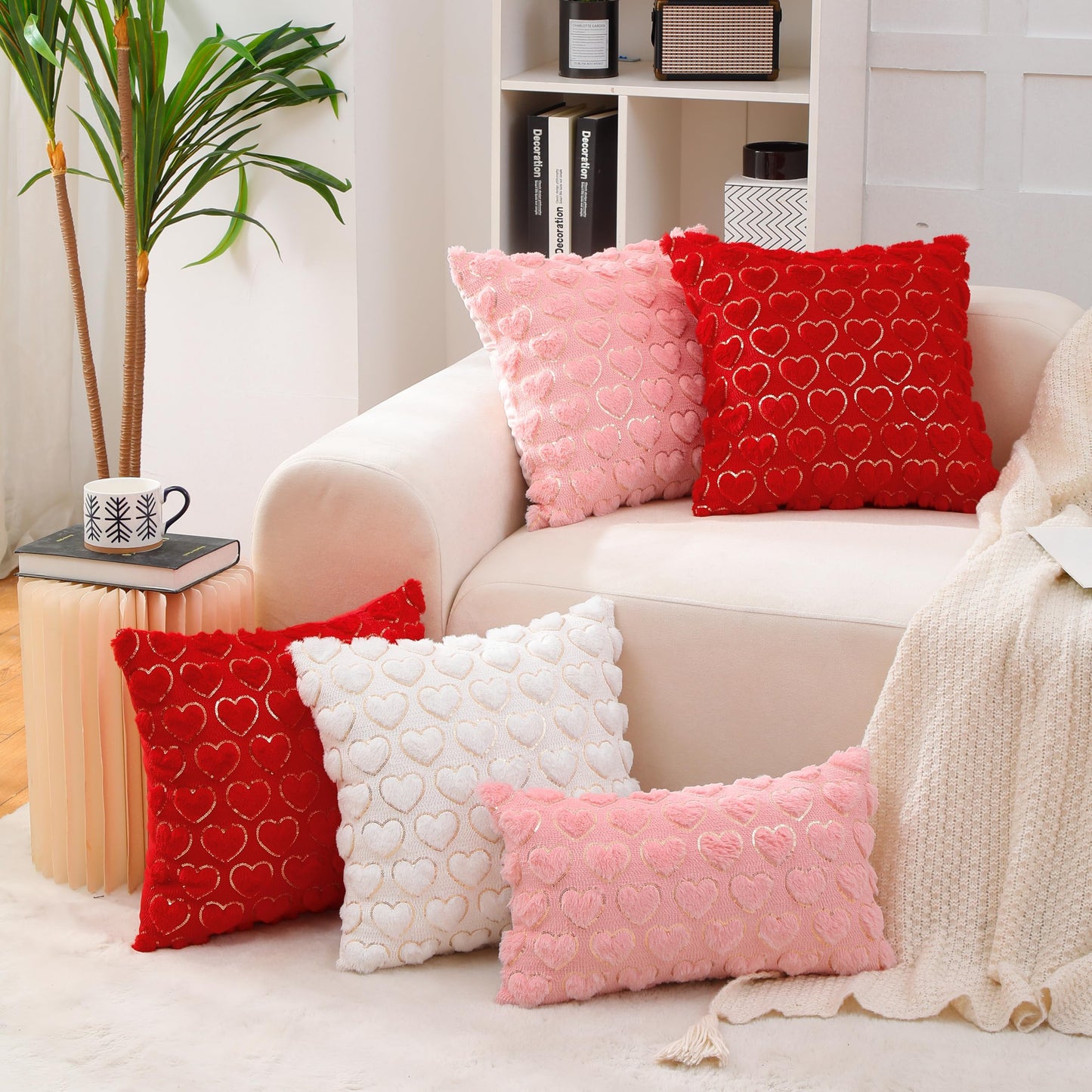 VAKADO Valentines Day Throw Pillow Covers 18x18 Set of 2 Pink Decorative Love Hearts Lover Square Cushion Cases Couch Home Decor Gift for Sofa