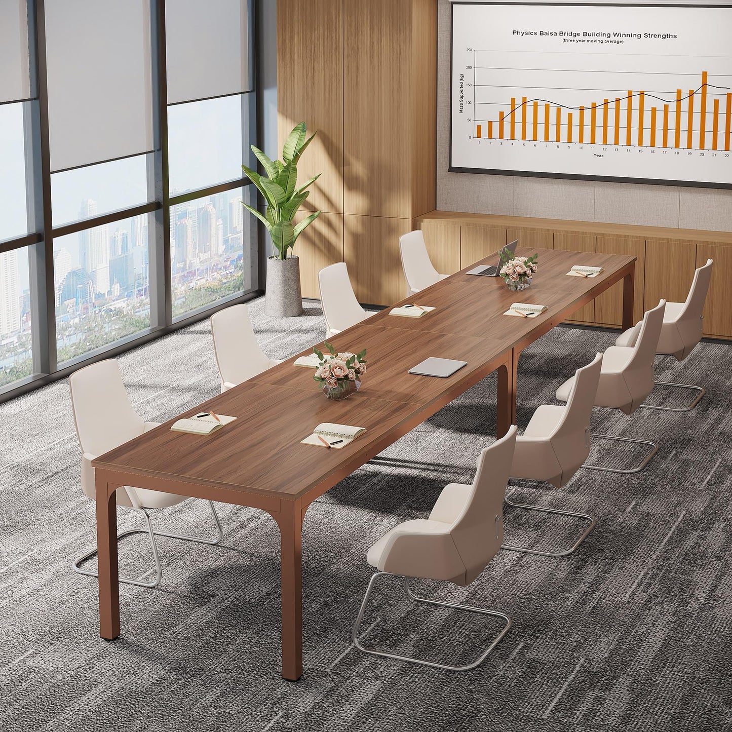 Tribesigns 6.5 FT Conference Room Table, 78.74" W x 27.56" D Large Office Conference Table, Modern Seminar Meeting Table Desk for Boardroom, Meeting Room (1, Rustic Brown)