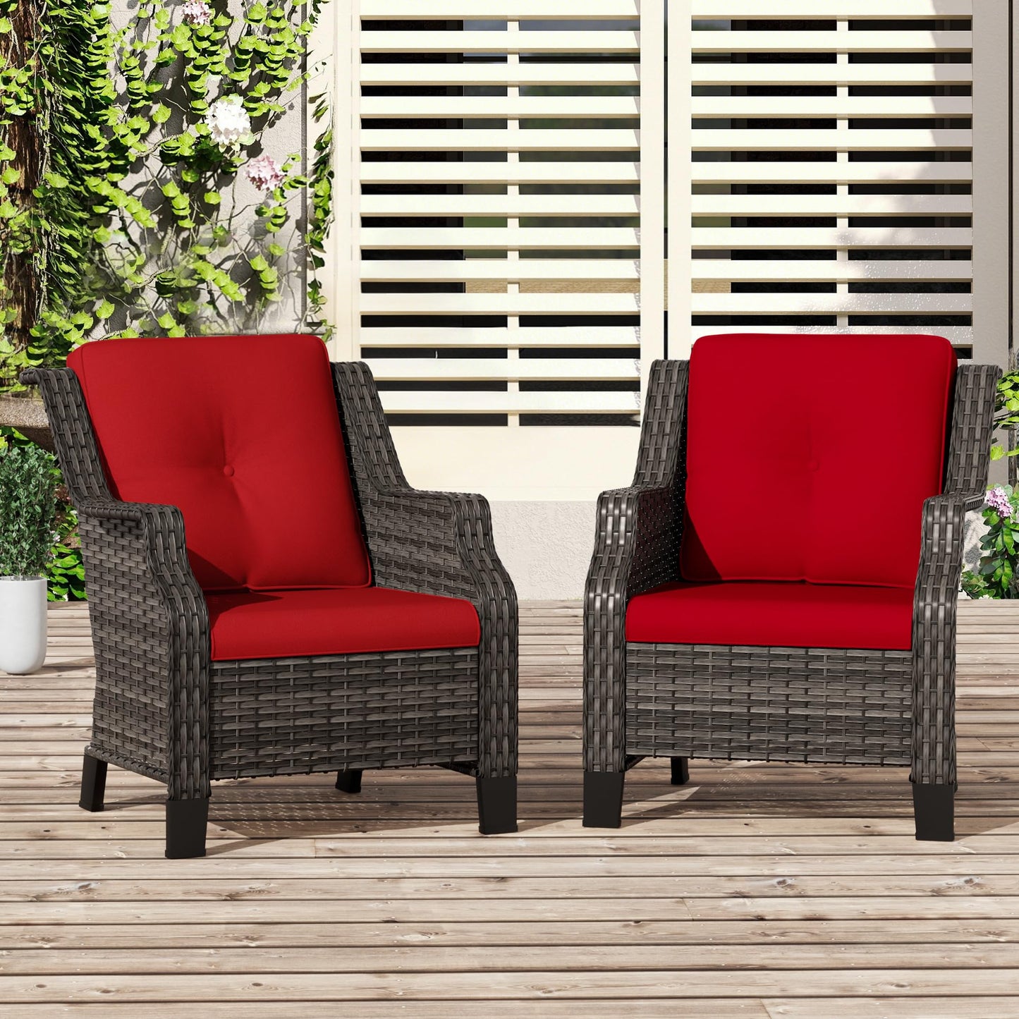 Outdoor Patio Loveseat, All-Weather 2-Seater Wicker Loveseat with Cushions, Outdoor Patio Love Seat Sofa for Garden, Balcony and Deck