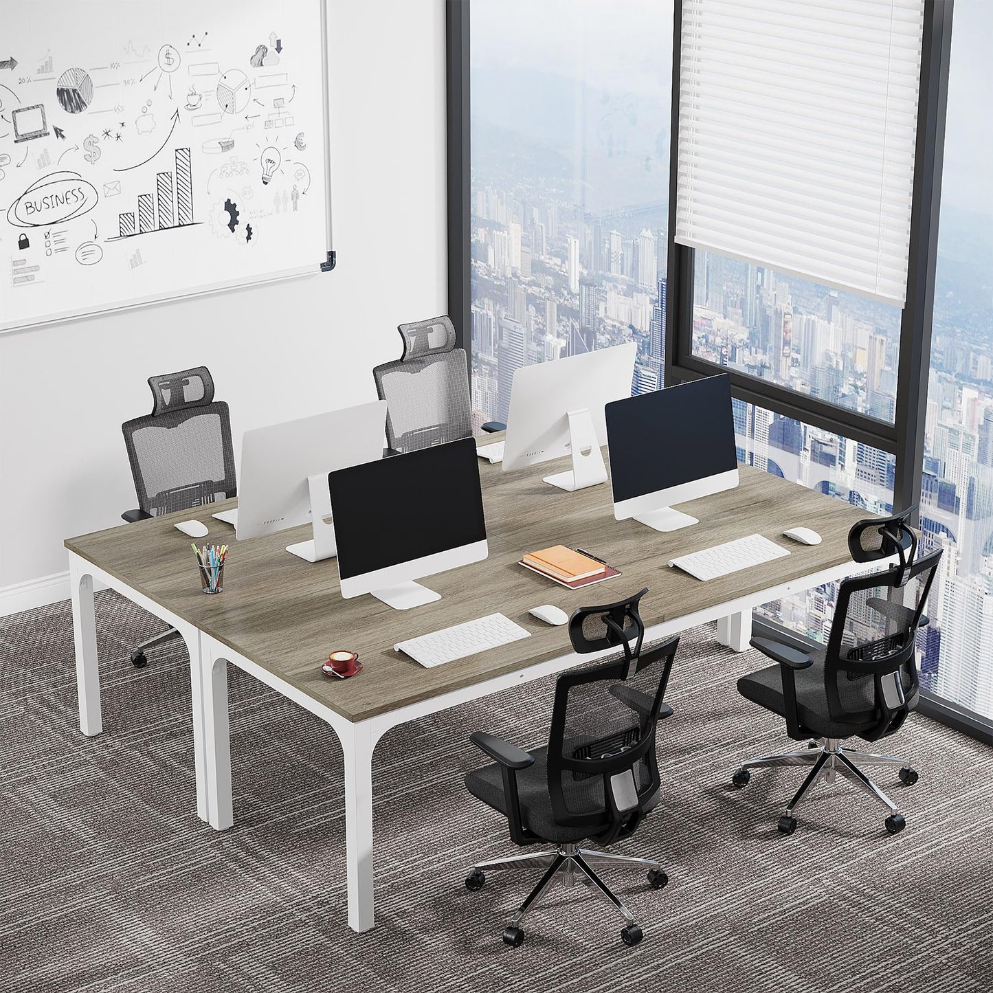 Tribesigns 6.5 FT Conference Room Table, 78.74" W x 27.56" D Large Office Conference Table, Modern Seminar Meeting Table Desk for Boardroom, Meeting Room (1, Rustic Brown)