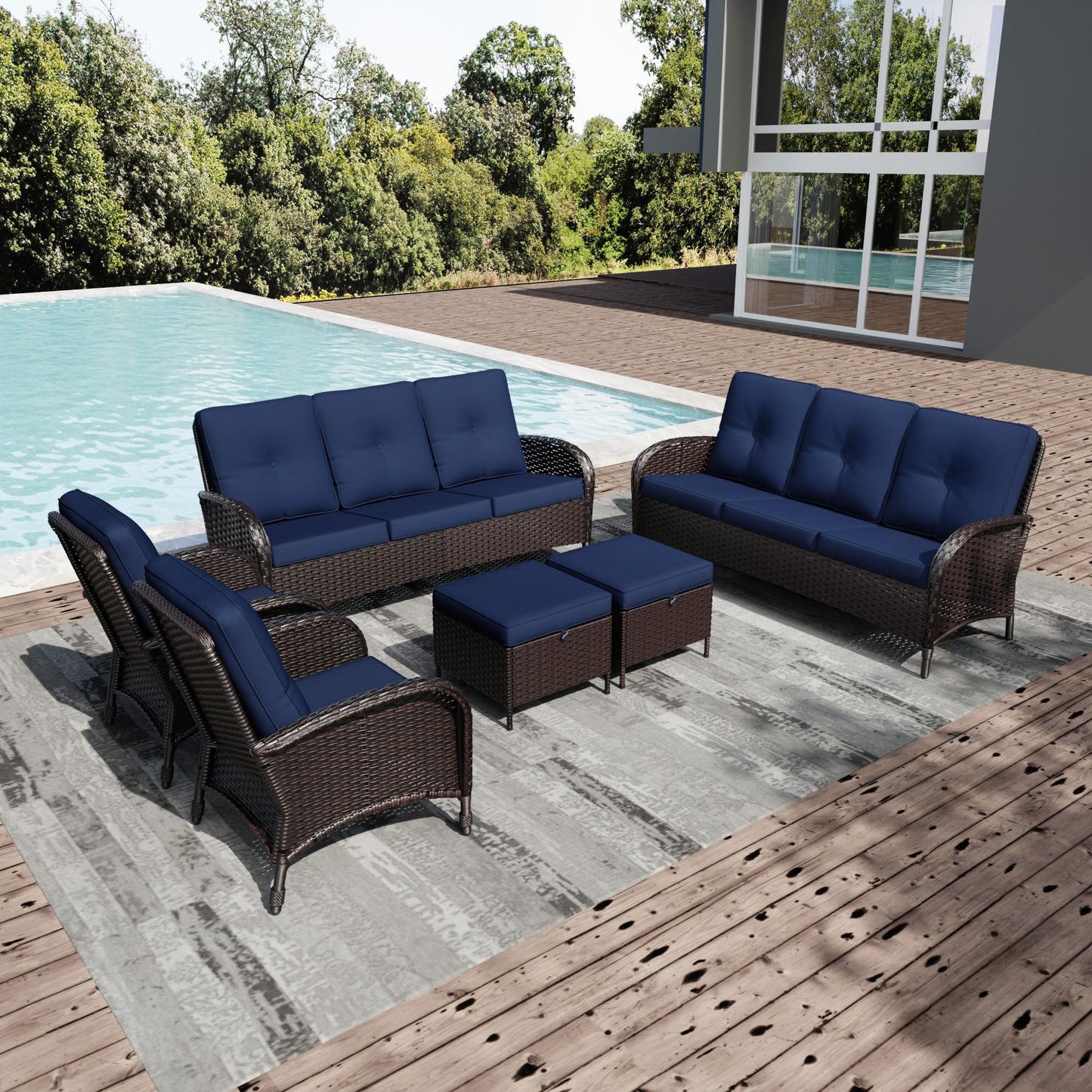 Joyside Wicker Patio Chairs Set of 2, Rattan Outdoor Furniture with Thickened Cushions, High Back, Deep Seating, Wide Armrest, Outdoor Chairs for Porch, Deck