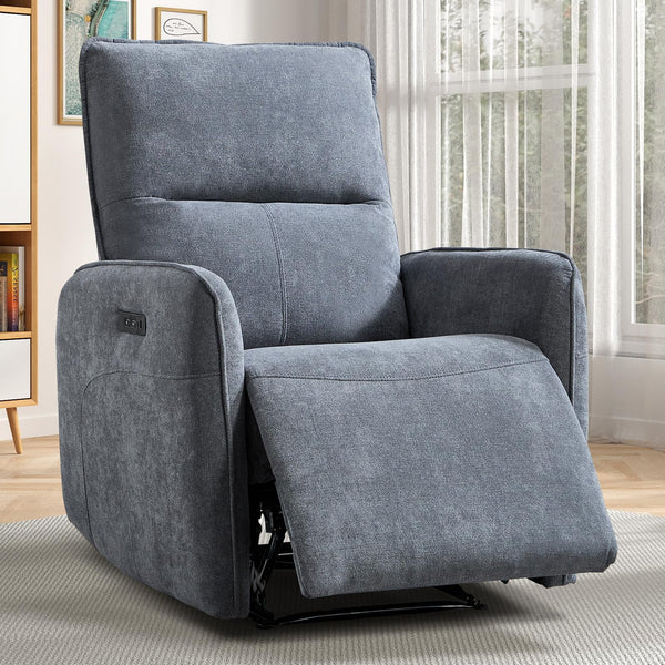 IOMOR Power Recliner Chair for Adults, Electric Recliner with USB Tape-C Ports, Zero Wall Single Reclining for Small Space, Living Room (1, Grey)