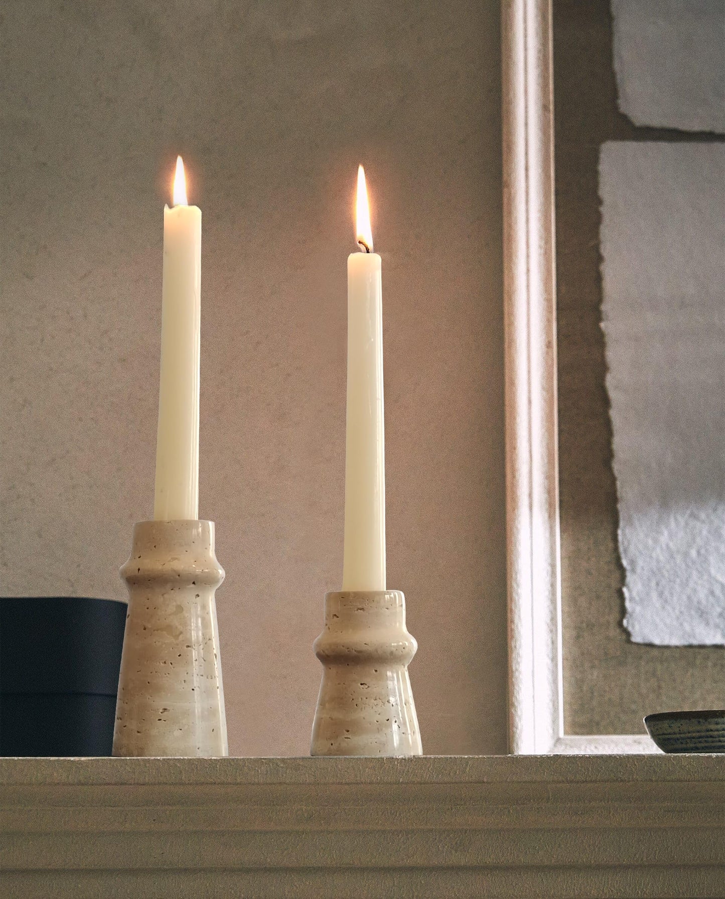 Vixdonos Marble Candle Holder Set of 2 Taper Candle Candlestick Mantle Candle Stand for Home Decor,Wedding,Party and Table Centerpieces(Brown)