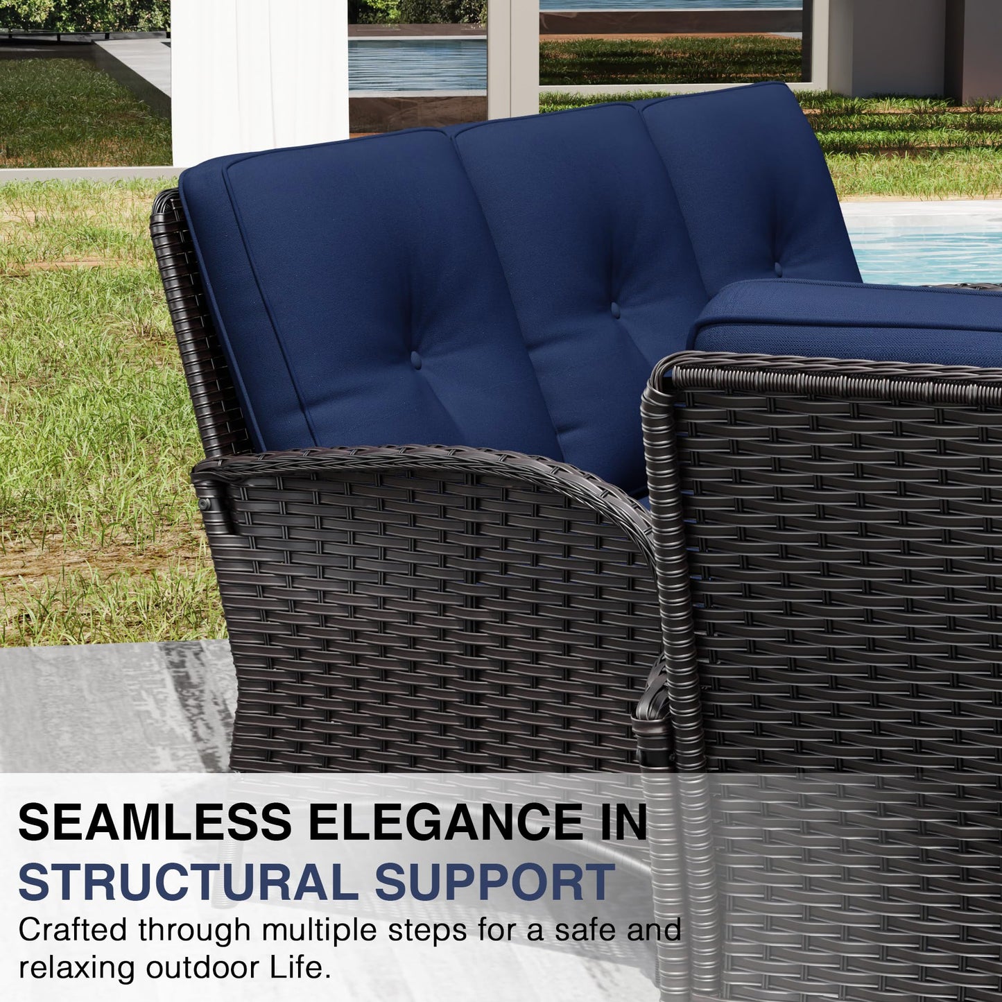 Joyside Wicker Patio Chairs Set of 2, Rattan Outdoor Furniture with Thickened Cushions, High Back, Deep Seating, Wide Armrest, Outdoor Chairs for Porch, Deck