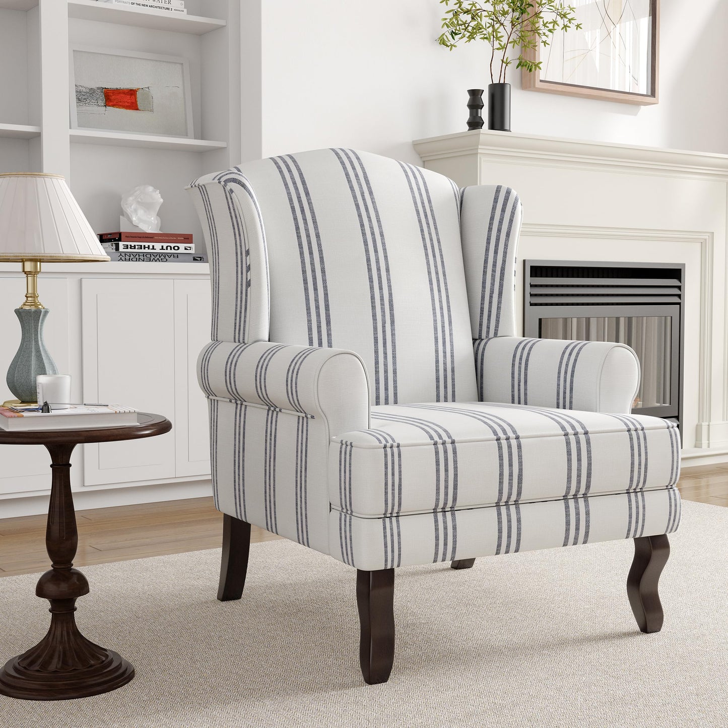 High Back Accent Chair, Comfy Upholstered Fabric Armchair for Living Room, Mid Century Modern Club Accent Chair with Curved Armrests and Solid Legs, Single Sofa Reading Chair for Bedroom, Cranberry