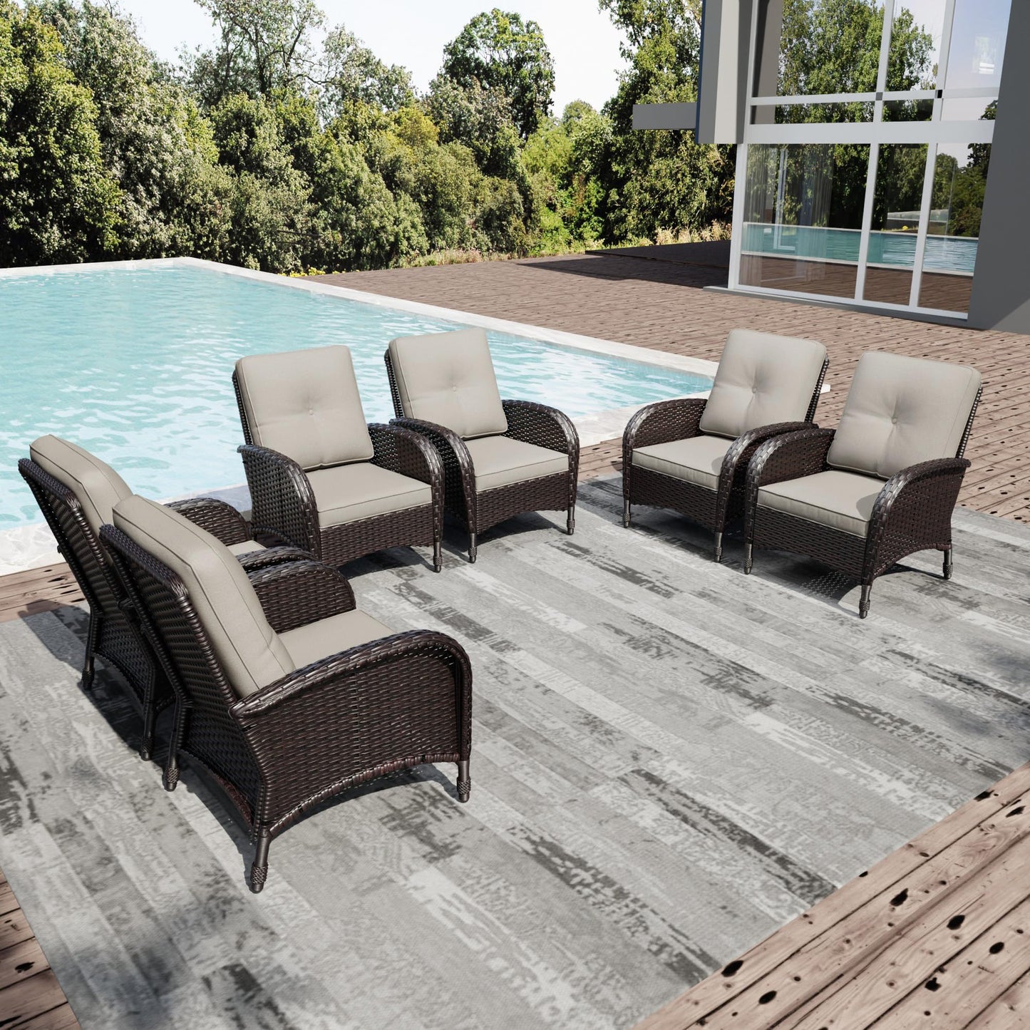 Joyside Wicker Patio Chairs Set of 2, Rattan Outdoor Furniture with Thickened Cushions, High Back, Deep Seating, Wide Armrest, Outdoor Chairs for Porch, Deck