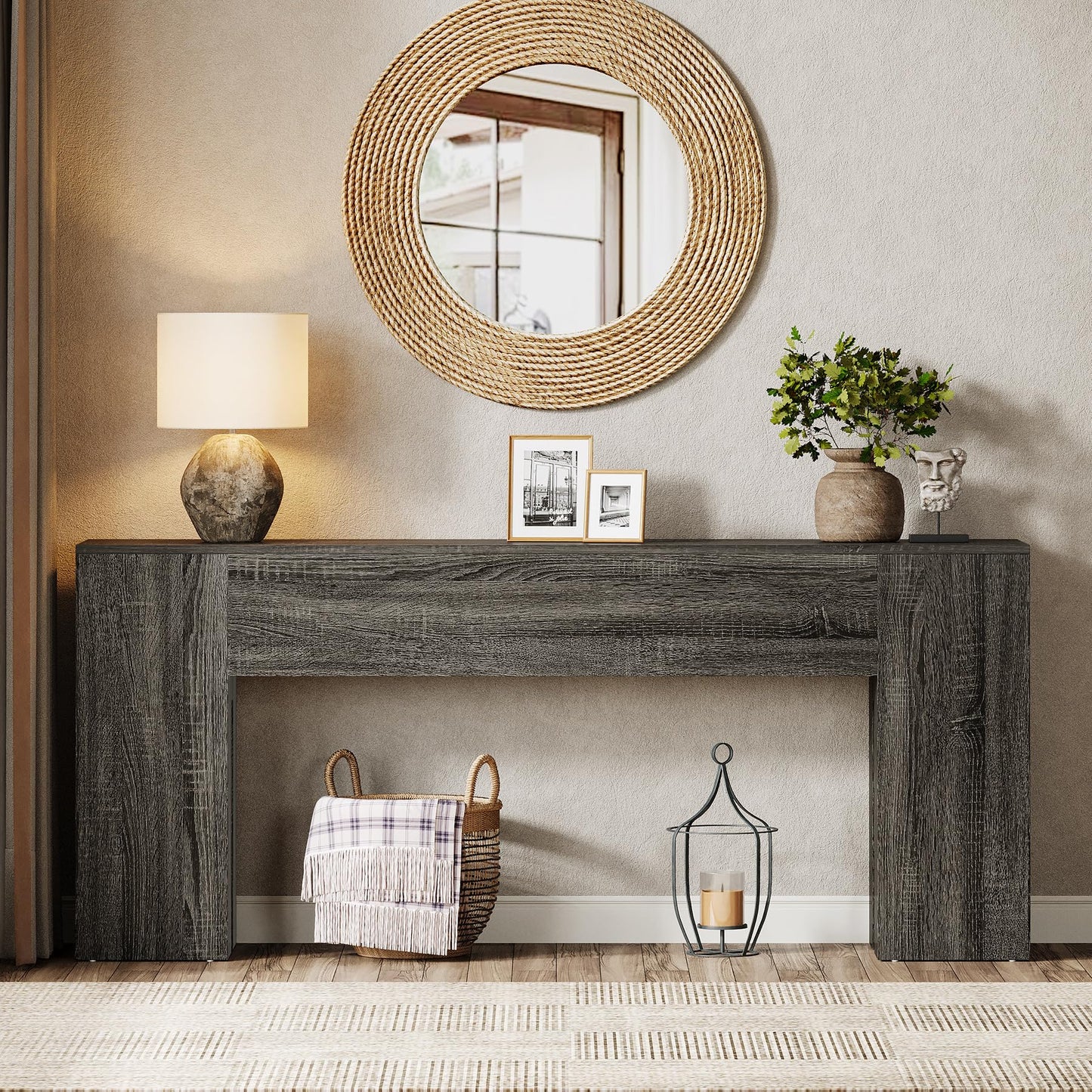 Tribesigns 71-Inch Long Console Table for Entryway, Farmhouse Sofa Console Behind Couch, Entry Table for Hallway, Foyer, Living Room, Black