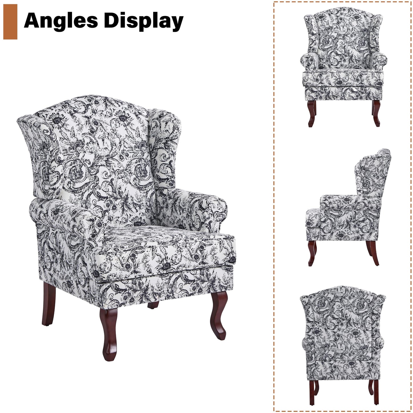 High Back Accent Chair, Comfy Upholstered Fabric Armchair for Living Room, Mid Century Modern Club Accent Chair with Curved Armrests and Solid Legs, Single Sofa Reading Chair for Bedroom, Cranberry