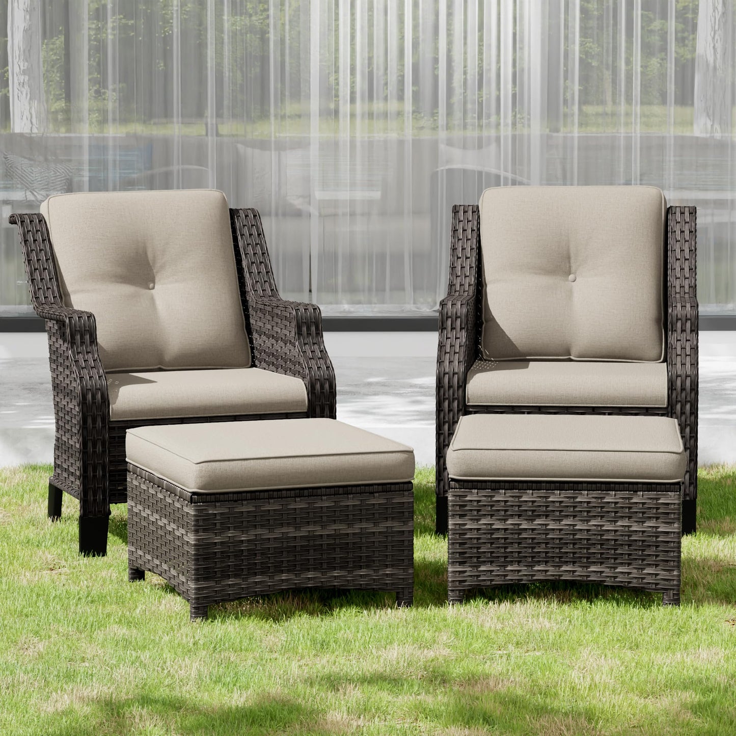 Outdoor Patio Loveseat, All-Weather 2-Seater Wicker Loveseat with Cushions, Outdoor Patio Love Seat Sofa for Garden, Balcony and Deck