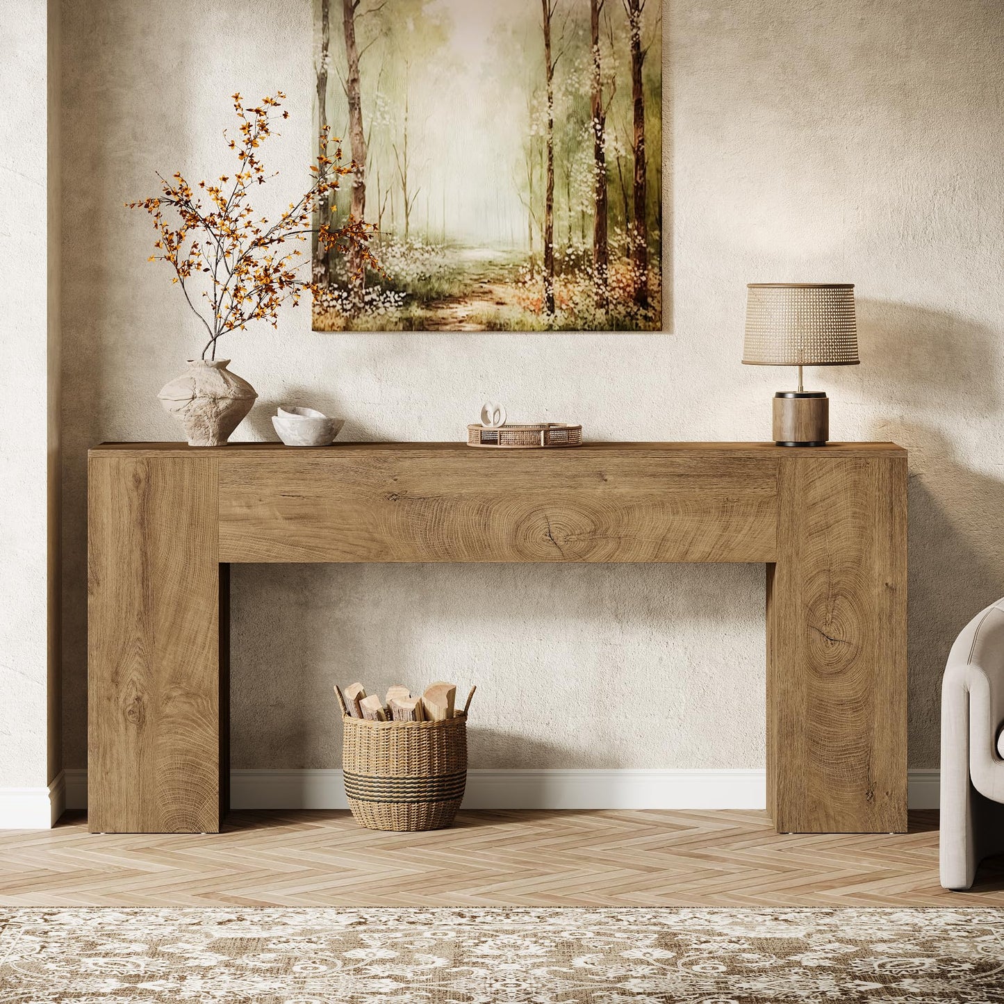 Tribesigns 71-Inch Long Console Table for Entryway, Farmhouse Sofa Console Behind Couch, Entry Table for Hallway, Foyer, Living Room, Black
