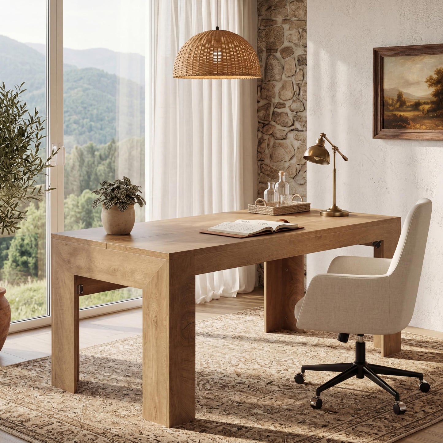 Tribesigns 63-Inch Office Desk, Modern Executive Desk with Large Tabletop, Wooden Computer Desk, Long Workstation for Home Office, Light Brown