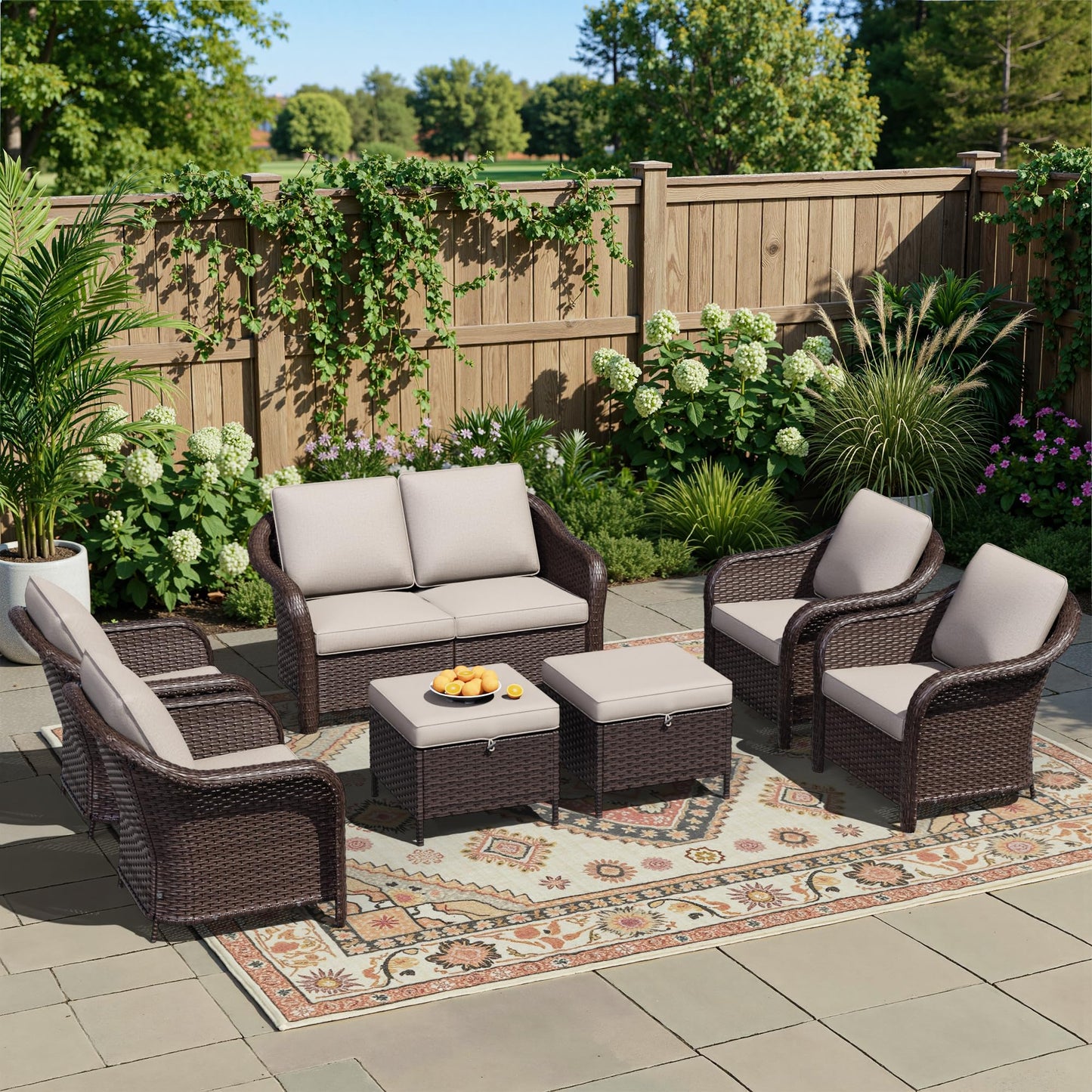55 inch Outdoor Wicker 2 Seater Sofa, All-Weather Use Patio Rattan Loveseat with Seat and Back Cushion, Ideal for Porch, Backyard, Balcony, Poolside, Blue