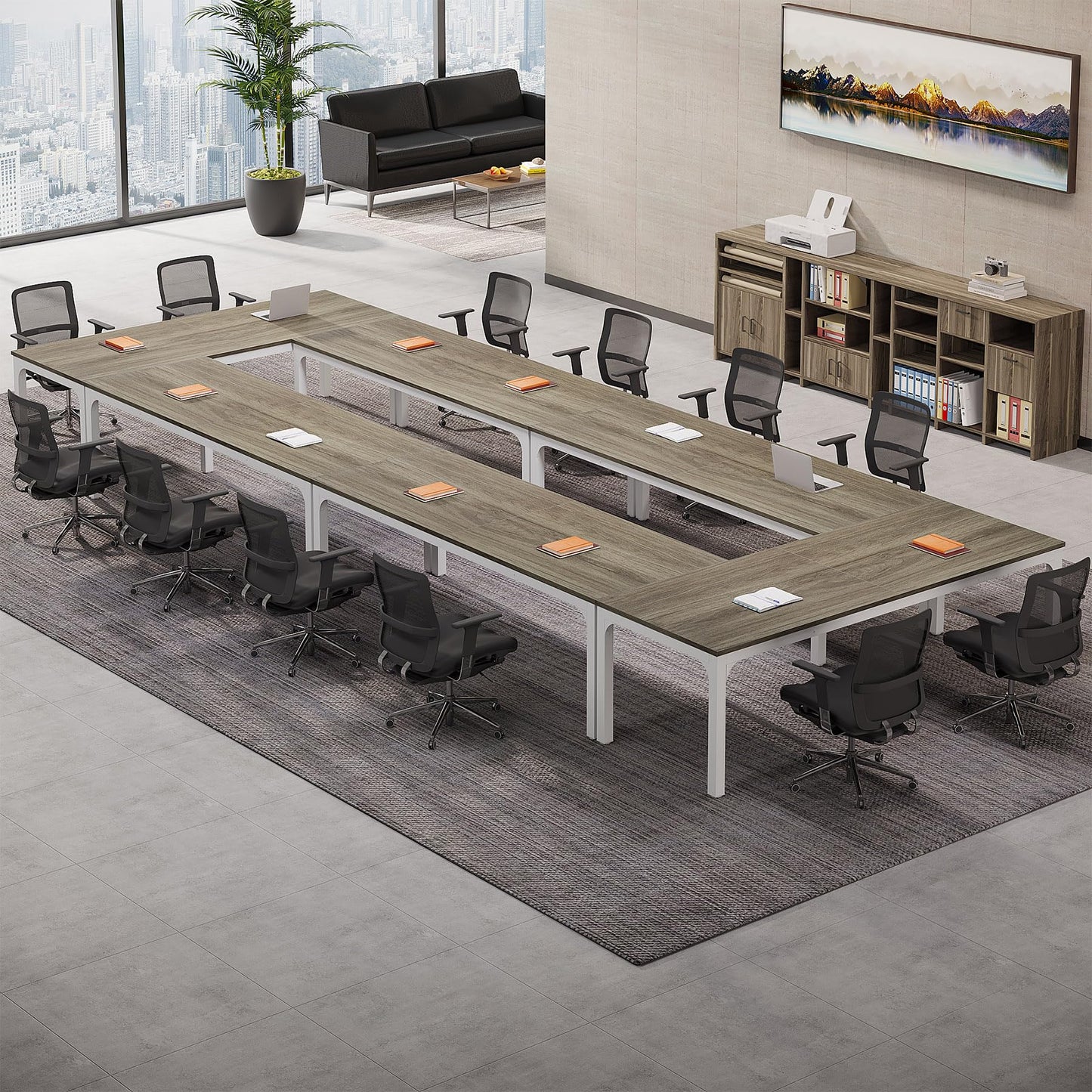 Tribesigns 6.5 FT Conference Room Table, 78.74" W x 27.56" D Large Office Conference Table, Modern Seminar Meeting Table Desk for Boardroom, Meeting Room (1, Rustic Brown)