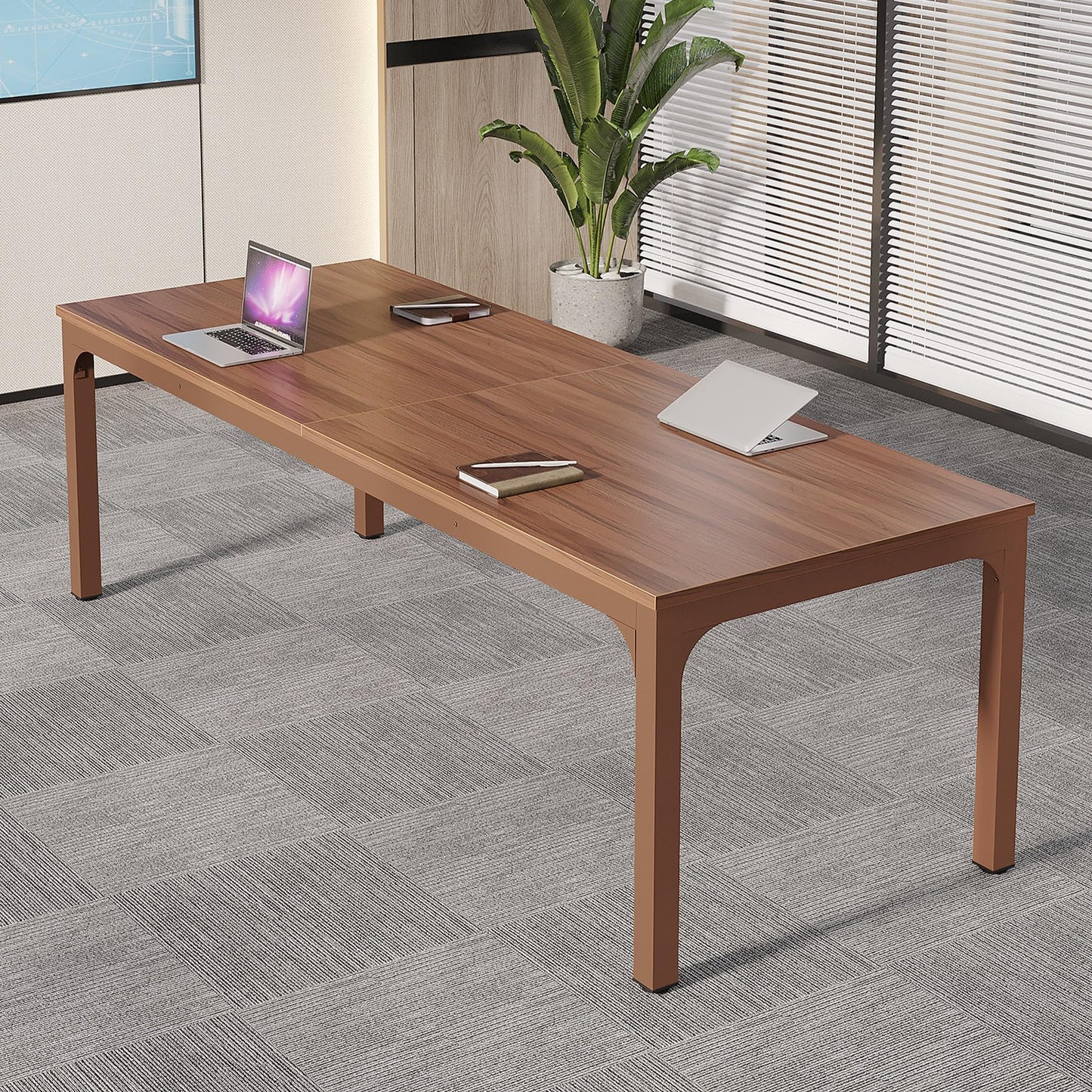 Tribesigns 6.5 FT Conference Room Table, 78.74" W x 27.56" D Large Office Conference Table, Modern Seminar Meeting Table Desk for Boardroom, Meeting Room (1, Rustic Brown)