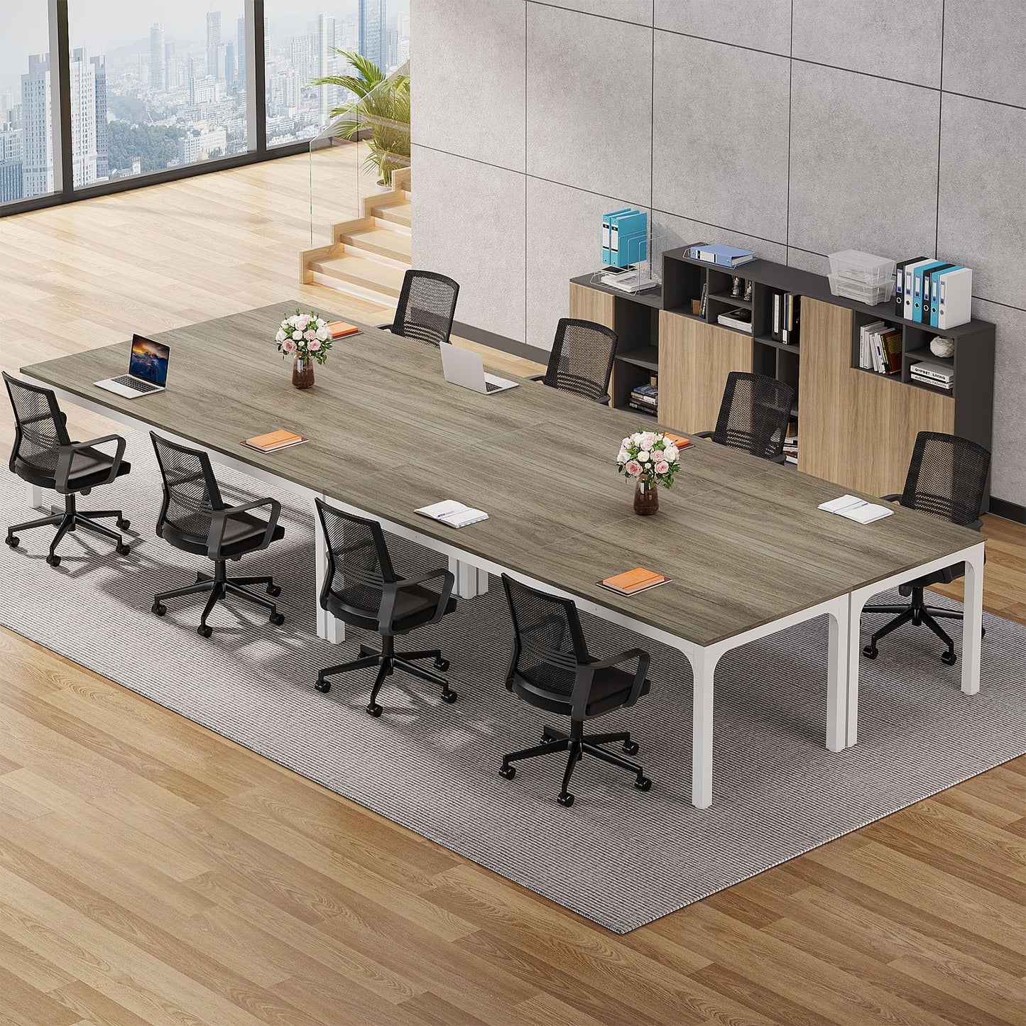 Tribesigns 6.5 FT Conference Room Table, 78.74" W x 27.56" D Large Office Conference Table, Modern Seminar Meeting Table Desk for Boardroom, Meeting Room (1, Rustic Brown)